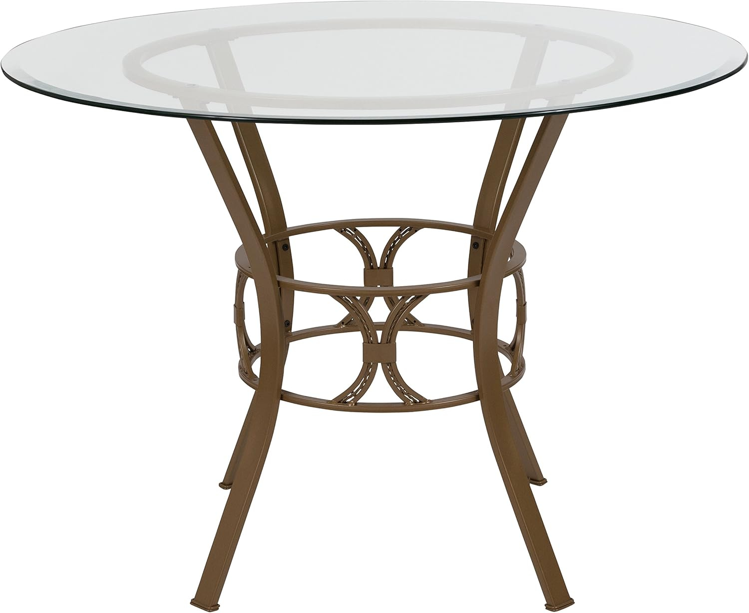 Flash Furniture Carlisle 42'' Round Glass Dining Table with Matte Gold Metal Frame