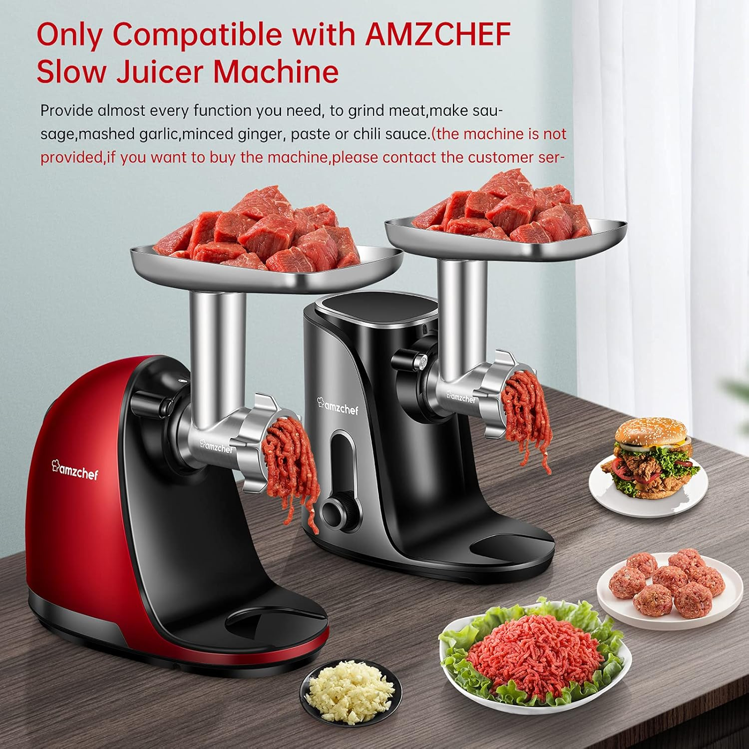Slicer Shredder Attachments for AMZCHEF Slow Masticating Juicer ZM1501&GM3001 Rotary Cheese Grater Mandoline Vegetable Slicer for Fruit,Vegetables,Nuts with 3 Interchangeable Blades (Stainless Steel)