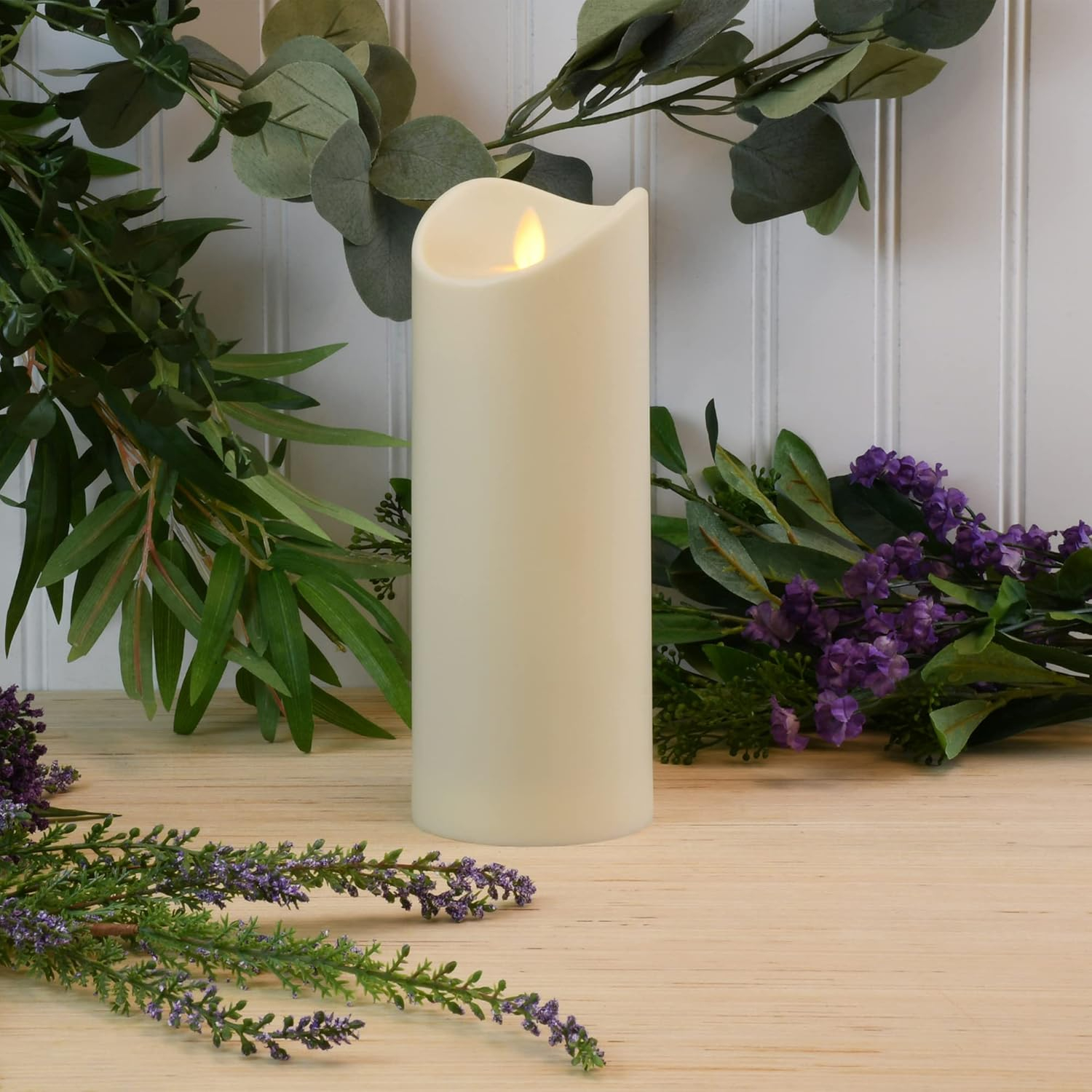LumaBase Battery Operated 12" Pillar Candle with Flickering Flame