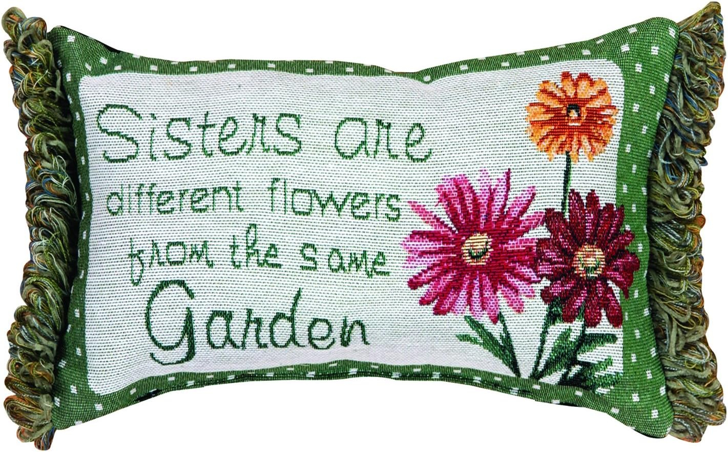 Manual Sisters are Different Flowers Pillow, 11 X 8-Inch