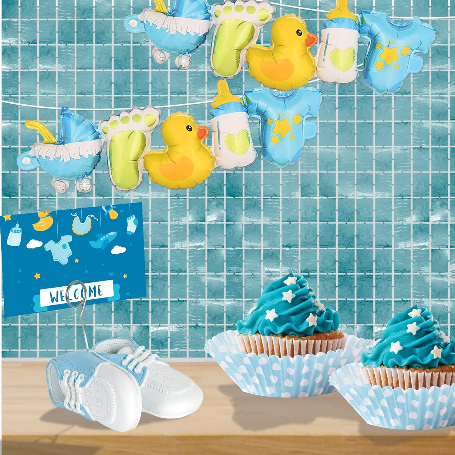 (Pack of 6) BABY BOY SHOES PHOTO HOLDER/BALLOON WEIGHT