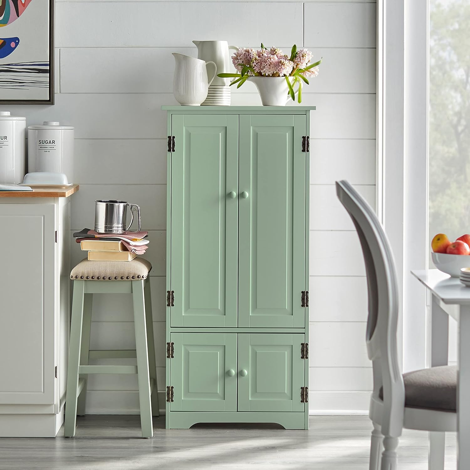 Simple Living Products Adjustable Storage Cabinet, with Fixed Shelves, Wood Composite Mint