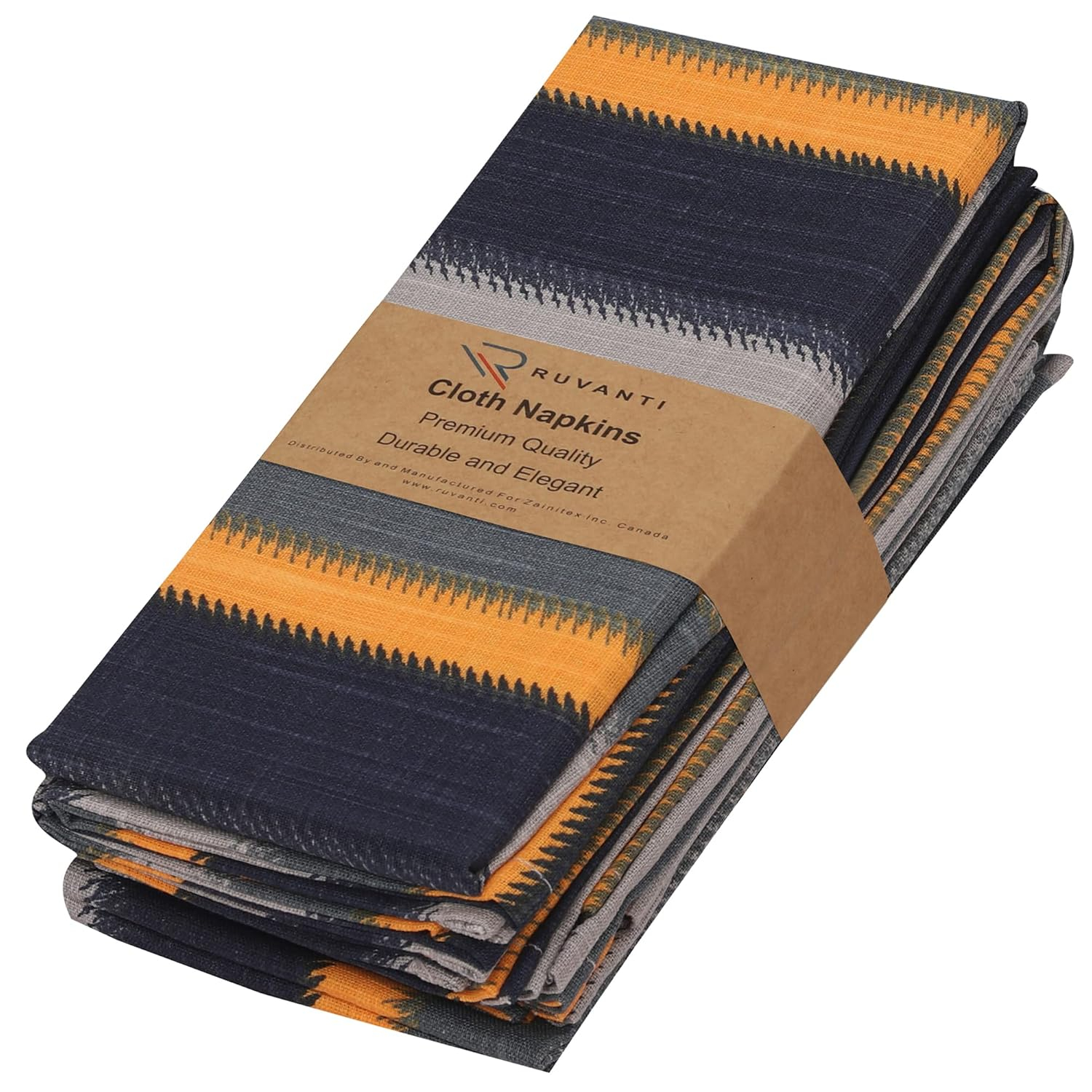 Ruvanti Cloth Napkins Set of 6 Cotton 100%, 18x18 inches Napkins Cloth Washable, Soft, Absorbent. Cotton Napkins for Parties, Christmas, Thanksgiving, Weddings, Dinner Napkins Cloth - Stripes