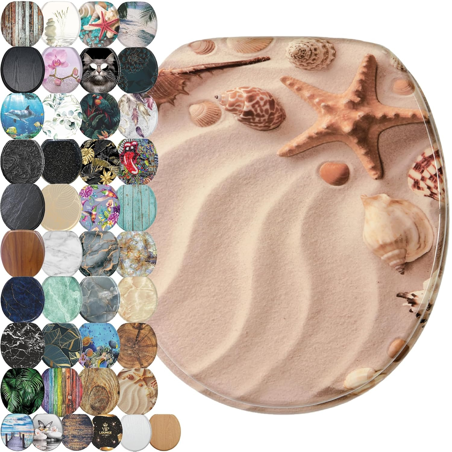 Sanilo Soft Close Toilet Seat ROUND, Quiet and Slow Close Lid and Seat, Strong Bumpers and Hinges, Sanibel