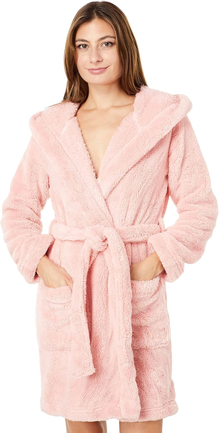 Soft Kiss L Hooded Sherpa Fleece Robe with Pockets