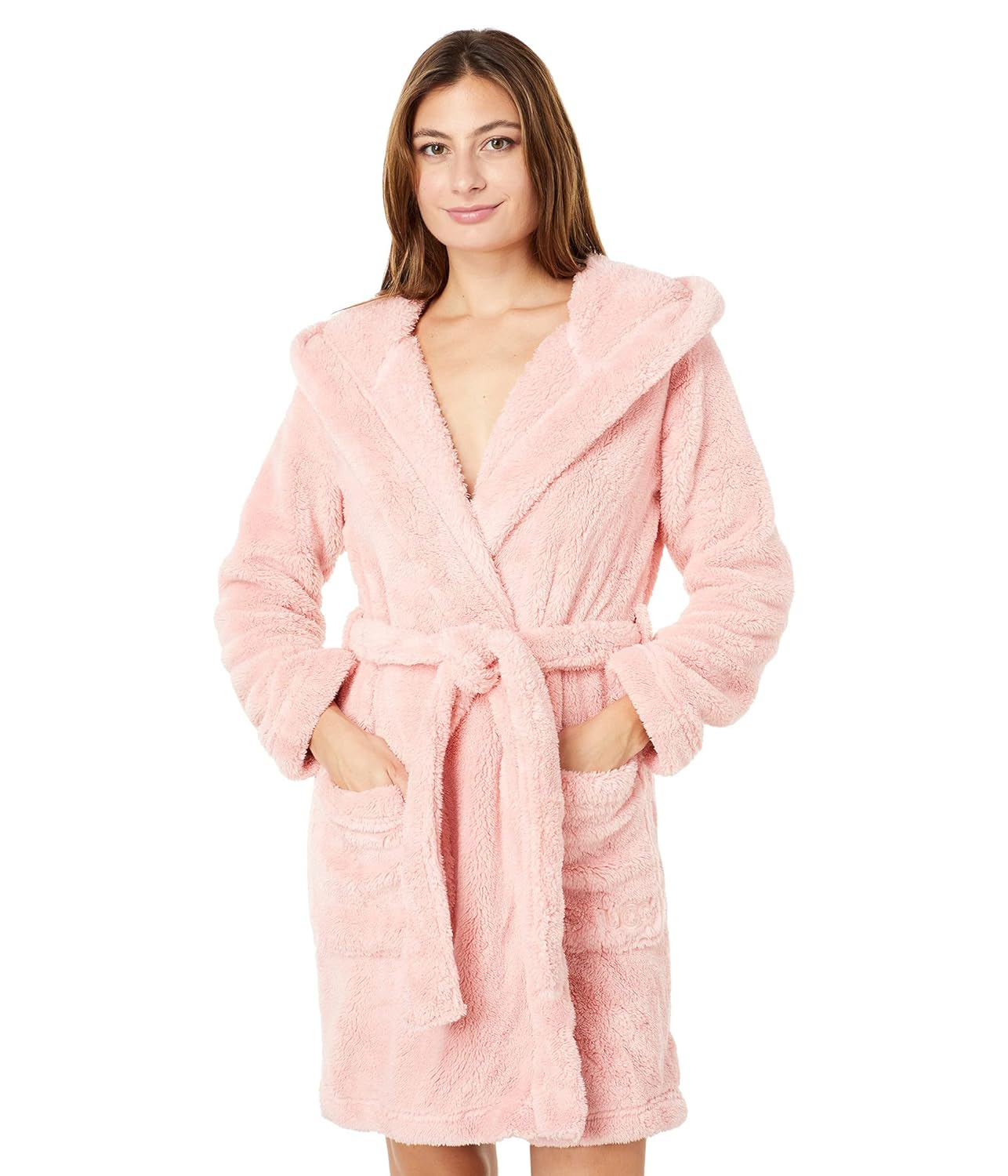 Soft Kiss L Hooded Sherpa Fleece Robe with Pockets