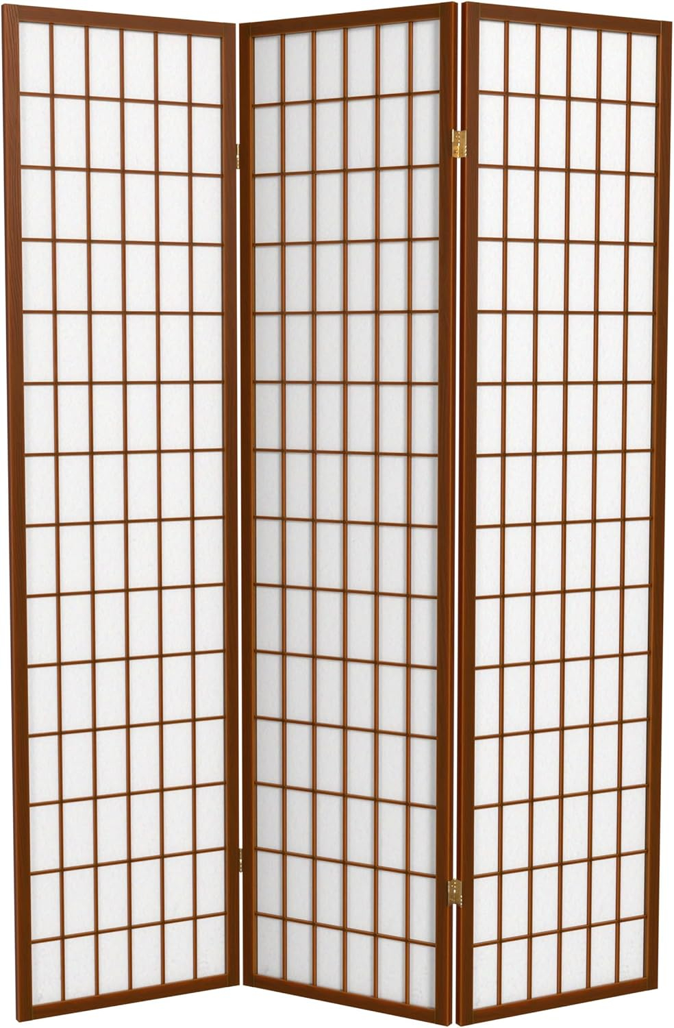 Oriental Furniture 6 ft. Tall Window Pane Shoji Screen - Walnut - 3 Panel
