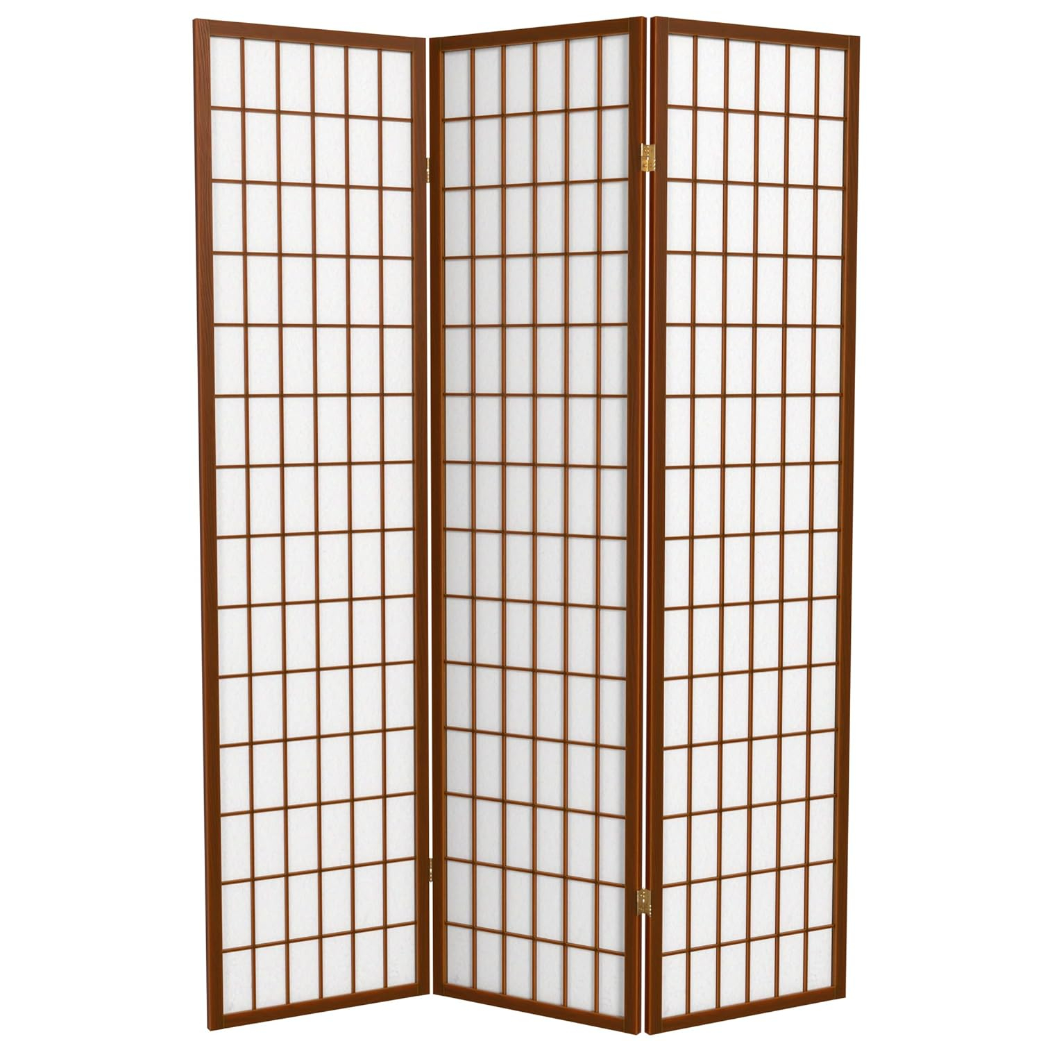 Oriental Furniture 6 ft. Tall Window Pane Shoji Screen - Walnut - 3 Panel