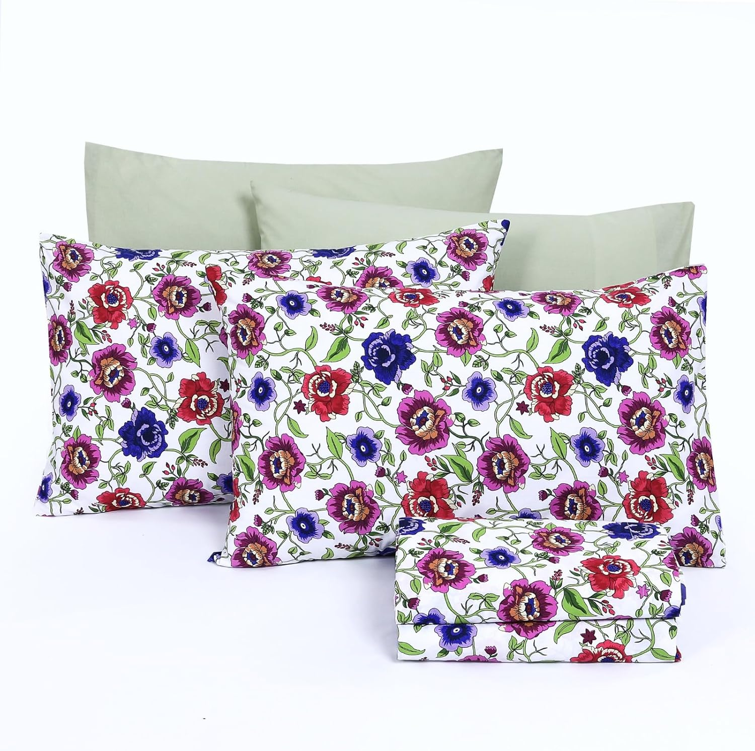 Luxior Collection 100% Cotton 4 Pcs Bed Sheets Set, 144TC, Deep Pocket upto 16" (1 Flat 1 Fitted 2 Pillowcases)