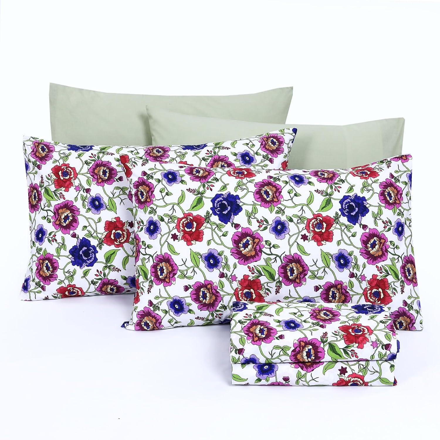Luxior Collection 100% Cotton 4 Pcs Bed Sheets Set, 144TC, Deep Pocket upto 16" (1 Flat 1 Fitted 2 Pillowcases)