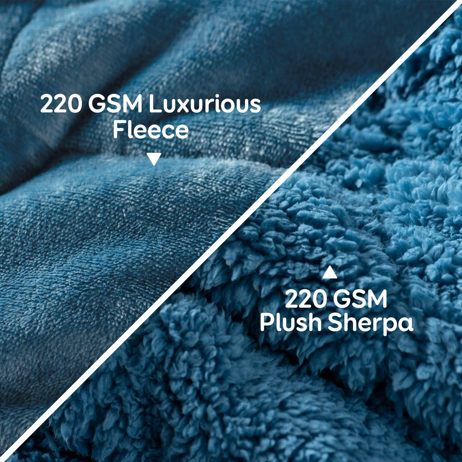 Cottonblue Weighted Blanket 15lbs for Queen Bed, Sherpa Flannel Weighted Blankets for Adults, Fuzzy Soft Sherpa Flannel Weighted Throw Blanket 60 x 80 in, Cozy Plush Blanket for Sofa Bed,Slate Blue
