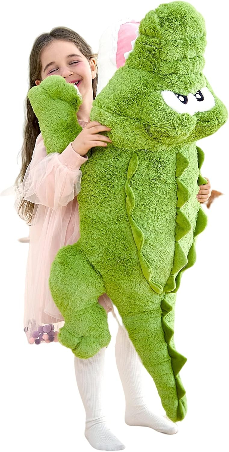IKASA Giant Crocodile Stuffed Animal Plush Toy,Large Jumbo Alligator 30" Green Huge Cute Soft Toys,Big Size Plushy Fluffy Fat Oversized Plushie,Gifts for Kids Girls Boys Girlfriend Children