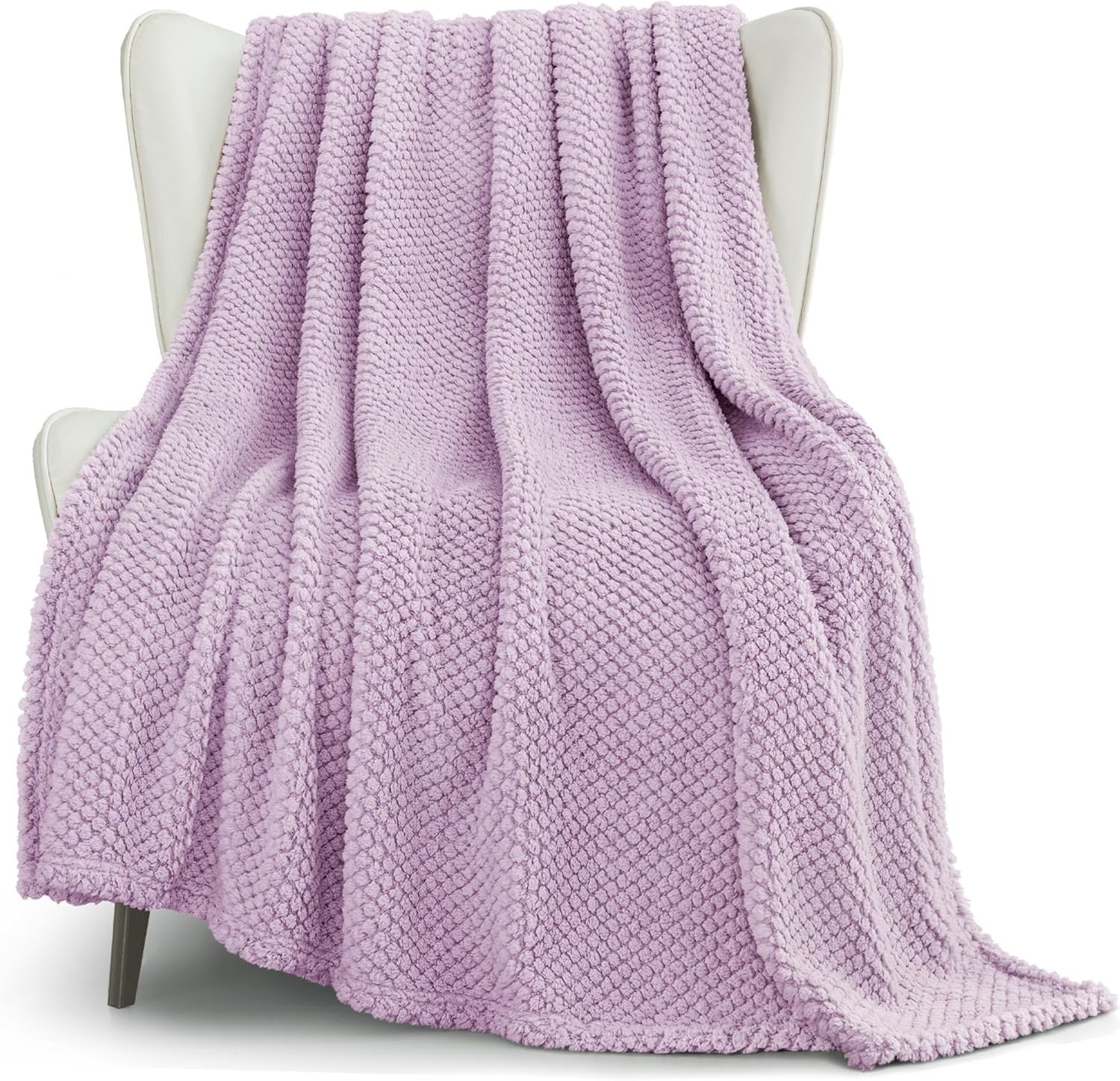 Whale Flotilla Fuzzy Fleece Throw Blanket for Couch, Fluffy Warm Soft Jacquard Blankets for Fall Winter, Lightweight and Cozy, 50x70 Inch, Lilac
