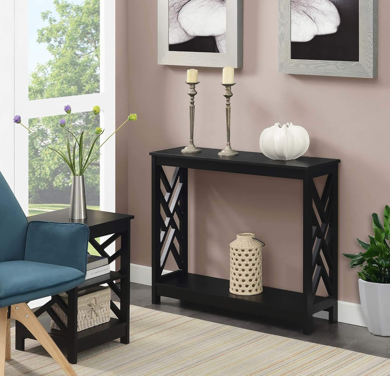 Convenience Concepts Titan Console Table with Shelf, Multiple Finishes