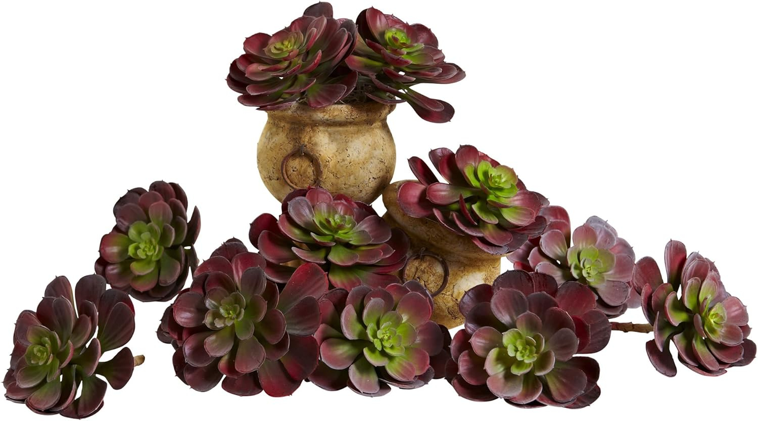 Nearly Natural 6 Echeveria Succulent - Set of 12 Burgundy