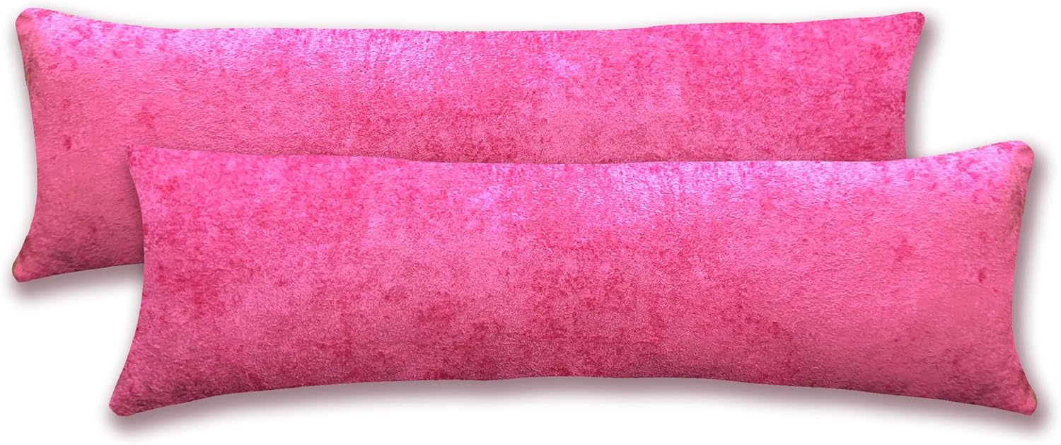 Fresh Ideas Velvet Body Pillow Cover, 20 inches by 54 inches, Pink, 2-Pack