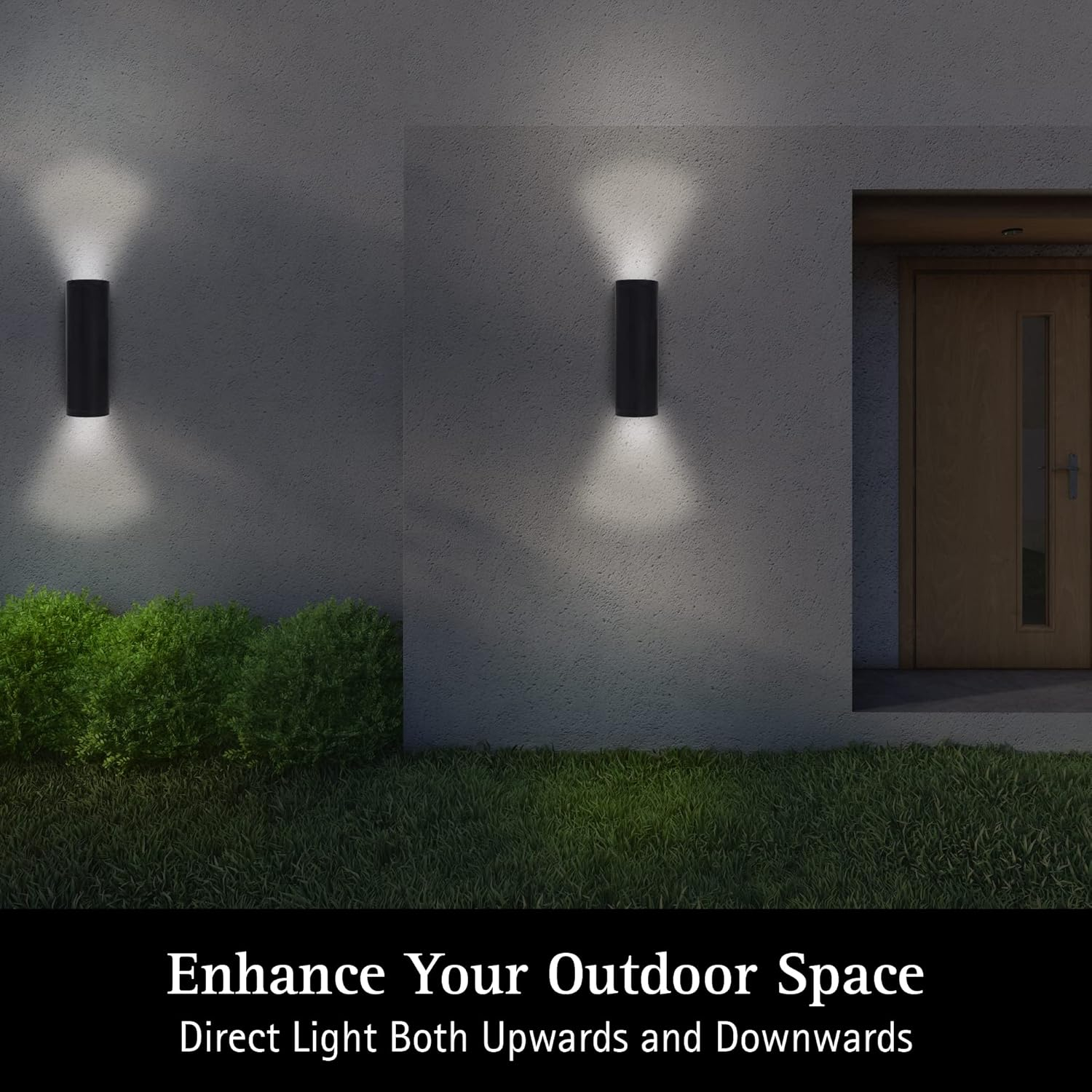 Ultralux 12 Inch Modern LED Matte Black Up and Down Wall Light, Outdoor Wall Sconce Front Door Light Fixture, 2000 Lumen Outdoor Sconce 30 Watt Outside Lights for House 3000K Exterior Light Fixture