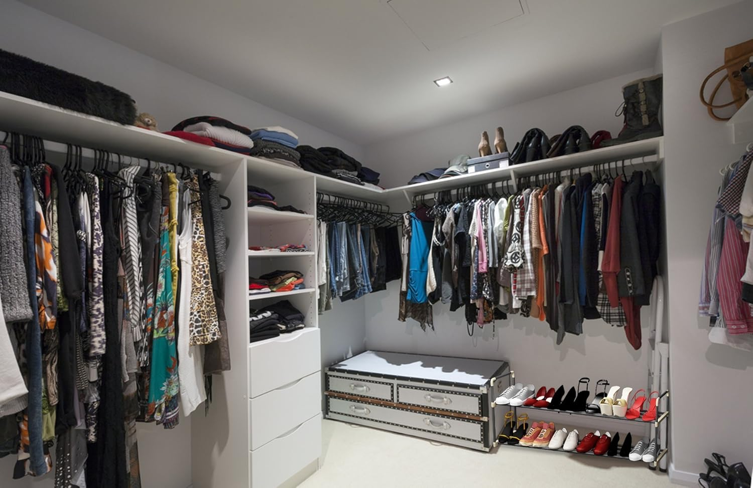 Shoe Rack - 2-Tier Shoe Organizer for Closet, Bathroom, Entryway - Shelf Holds 10 Pairs Sneakers, Heels, Boots by Home-Complete (Gray)