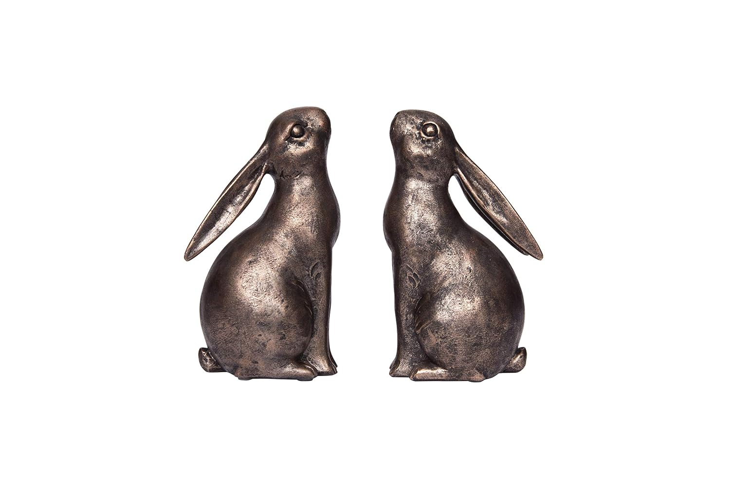 Bronze Resin Rabbit Bookends for Nursery Decor, Set of 2