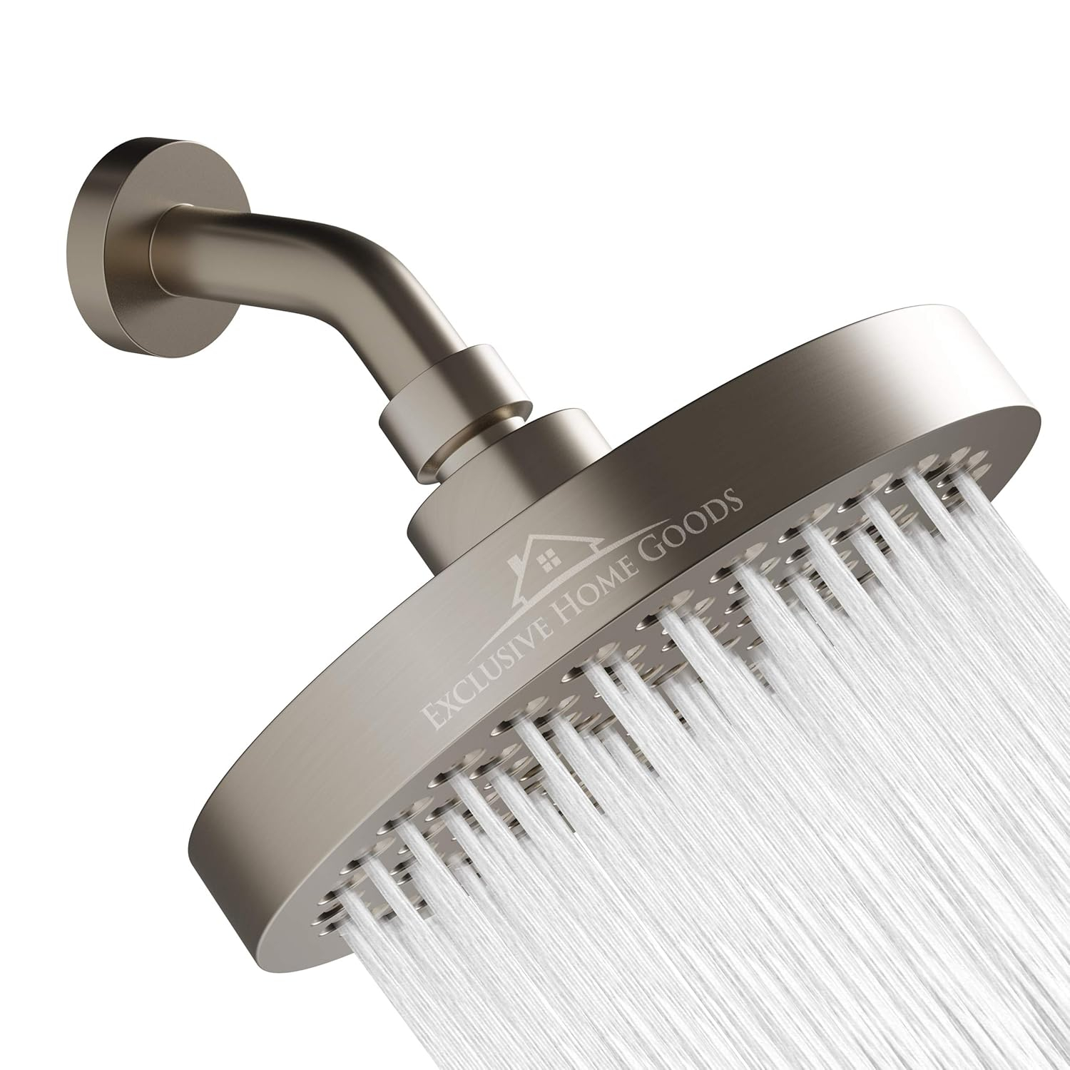 Exclusive Home Goods High Pressure Rainfall Shower Head with 360 Degree Rotation, 6" 2.5 GPM Deluxe Chrome