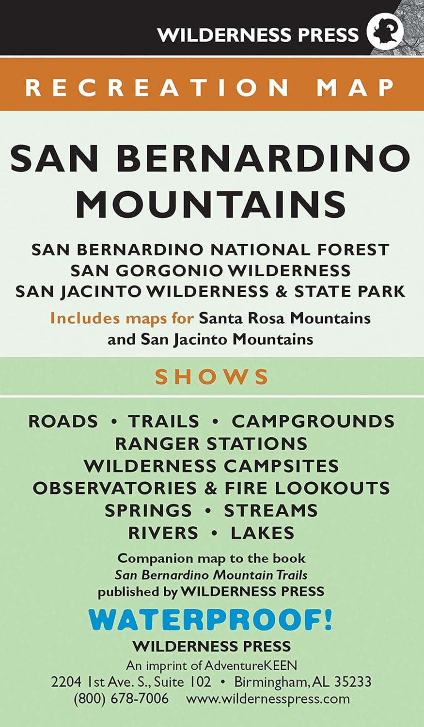 Wilderness Maps: Map San Bernardino Mountains: San Bernardino National Forest/San Gorgonio Wilderness/San Jacinto Wilderness and State Park (Other)