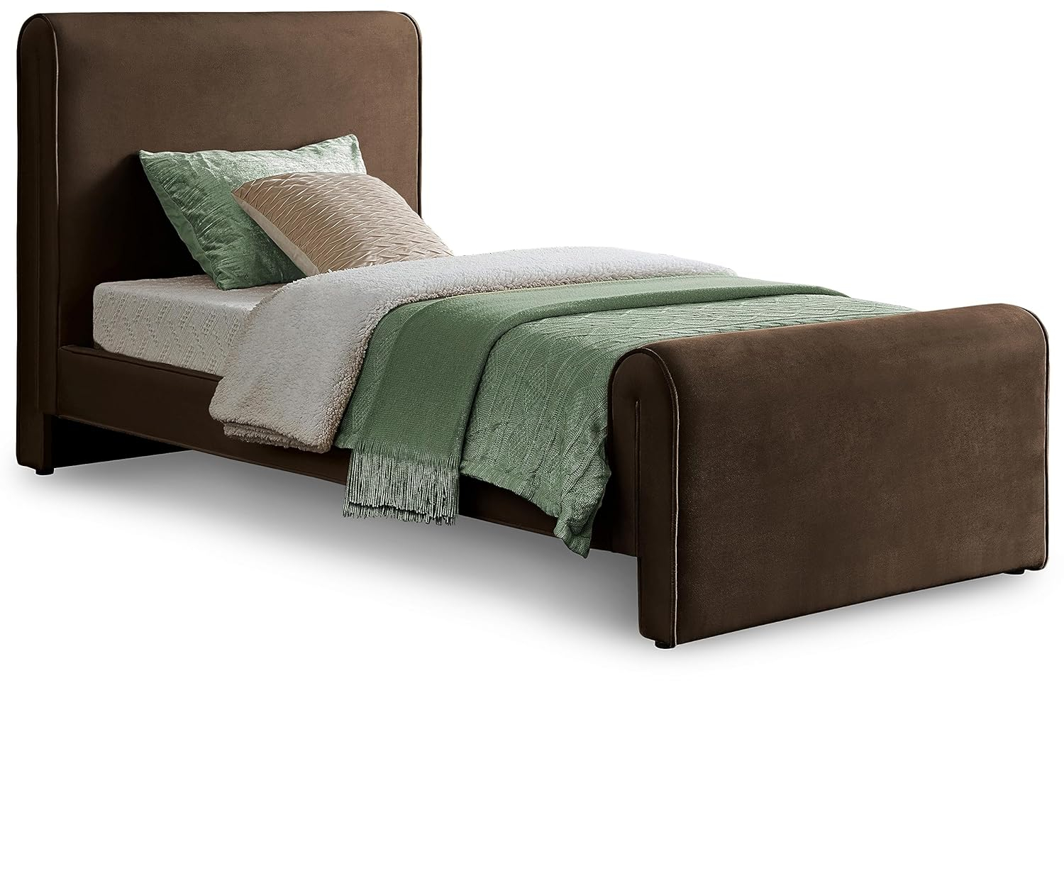 Meridian Furniture Sloan Brown Velvet Queen Bed