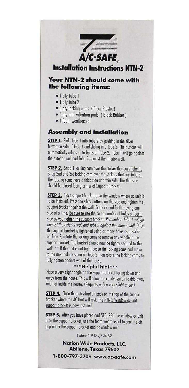 White Tubular No Tool Support Bracket for Window Air Conditioners