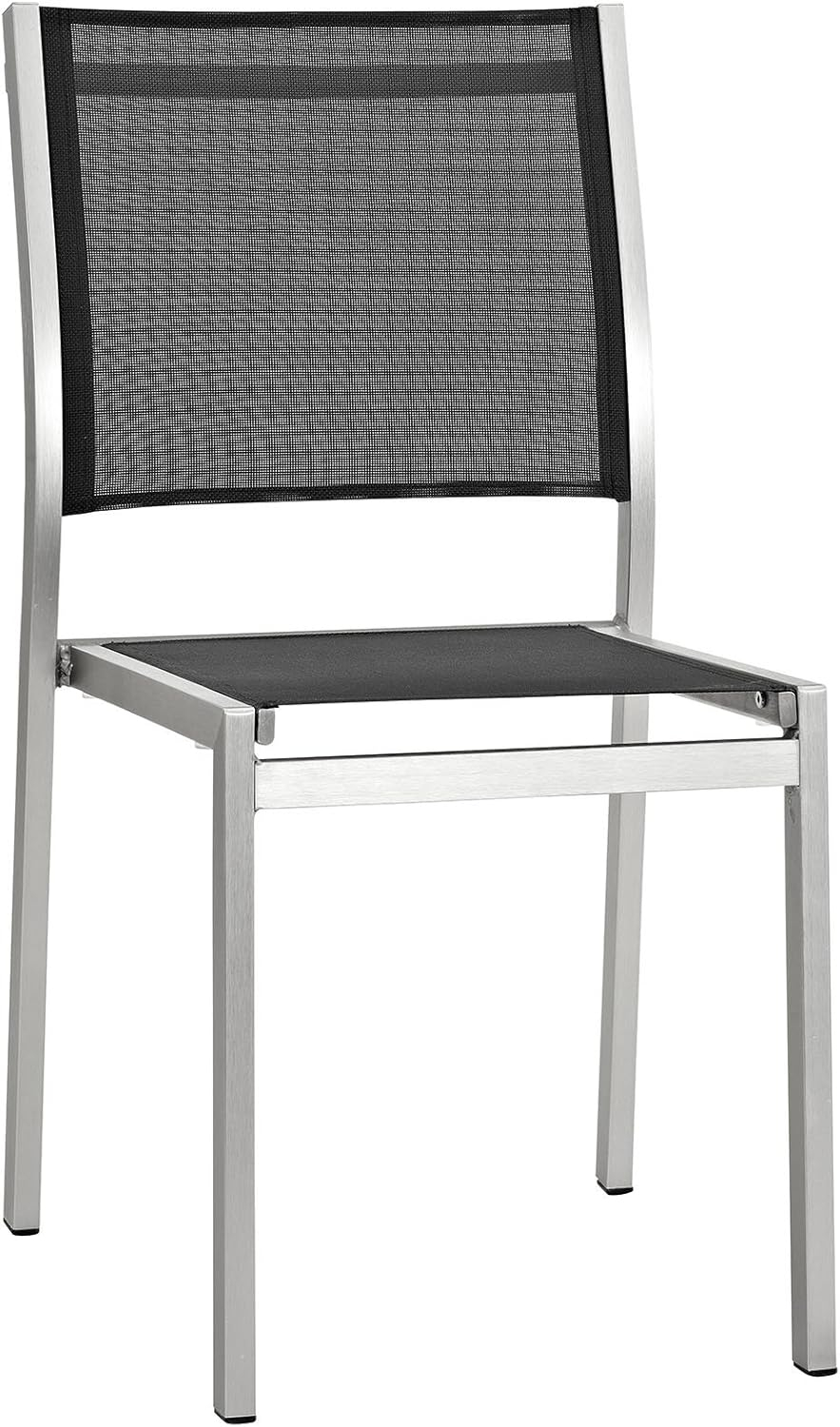 Silver Black Shore Outdoor Patio Aluminum Side Chair