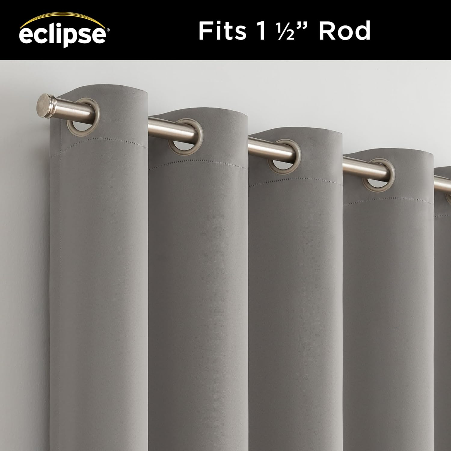 Eclipse Blackout Curtains, Darrell Thermaweave Grommet Extra Wide Curtains, Sliding Door Curtains 84 in x 100 in, Grey, Sold as a Single Curtain Panel