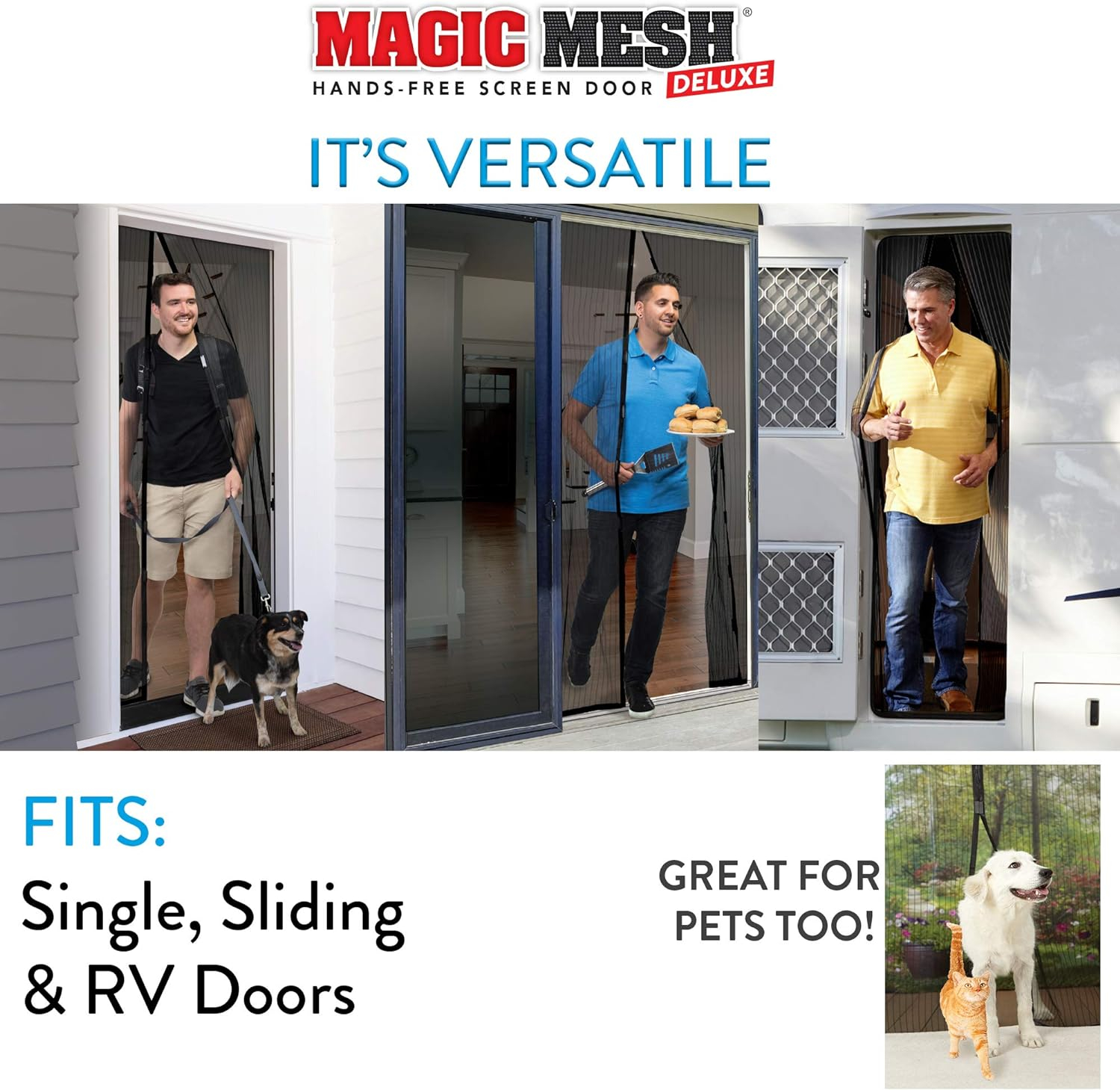 Magic Mesh Deluxe Hands Free Magnetic Screen Door 83" x 39" Black