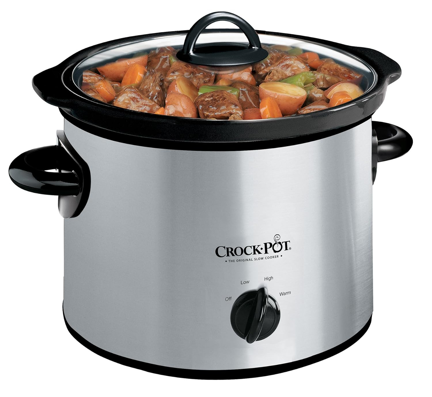 Crock-Pot 3-Quart Round Manual Slow Cooker, Stainless Steel and Black - SCR300-SS