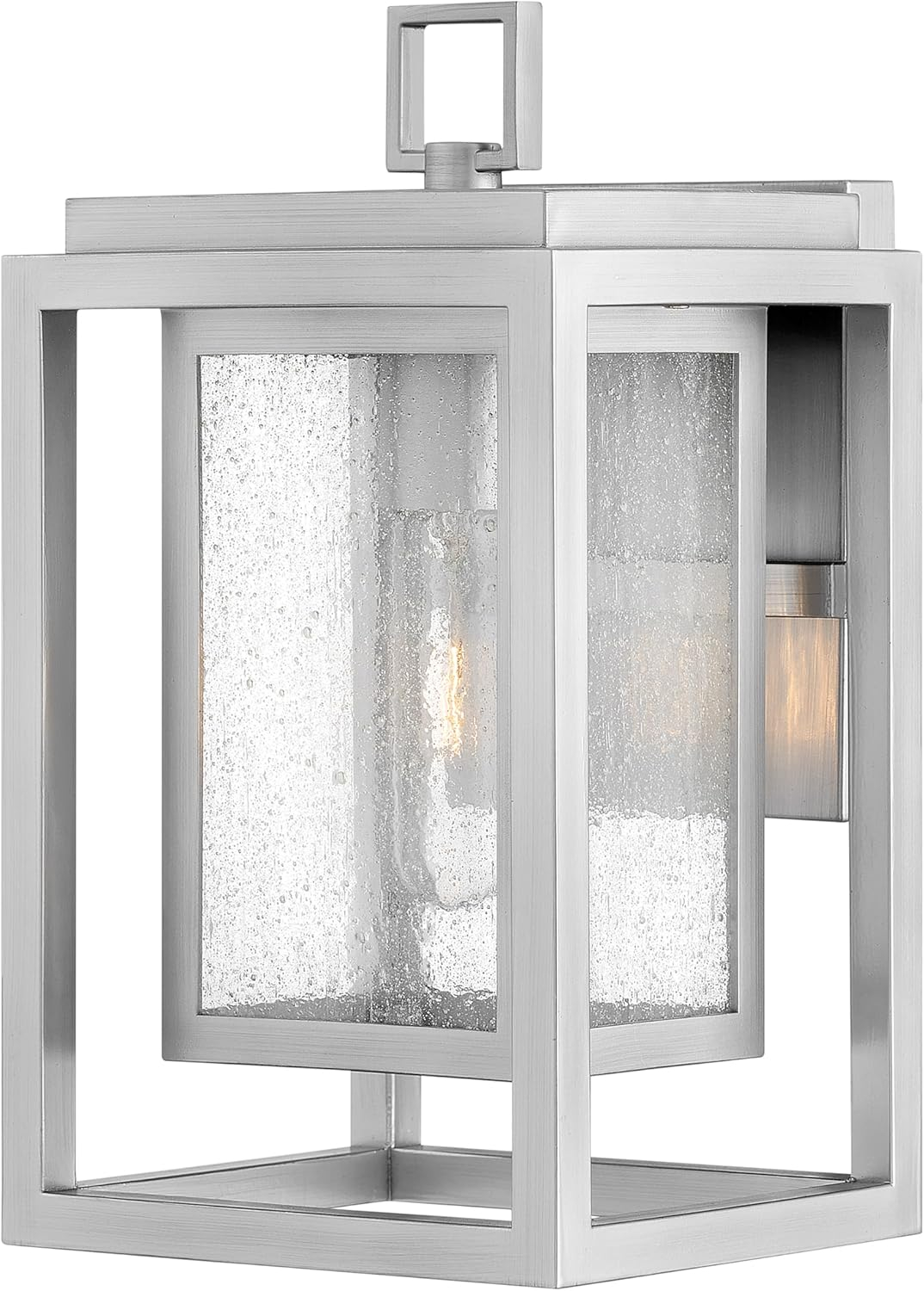 Satin Nickel 12-Inch Outdoor Wall Sconce with Clear Seedy Glass