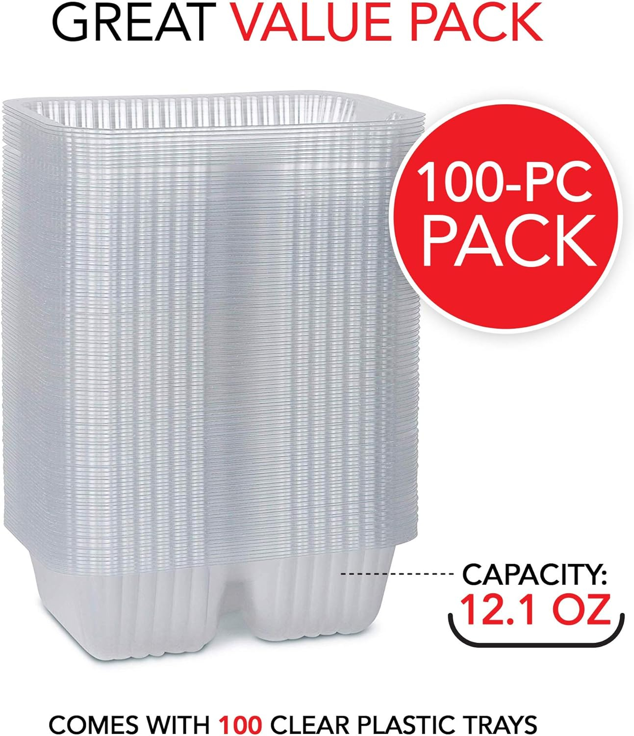 12oz Plastic Nacho Trays (100 Pack) Small Disposable Tray for Nachos & Cheese Dip, Concession Stand Supplies, Movie Night Snacks for Kids, Carnival Party Decorations, Food Boats, Snack Containers…