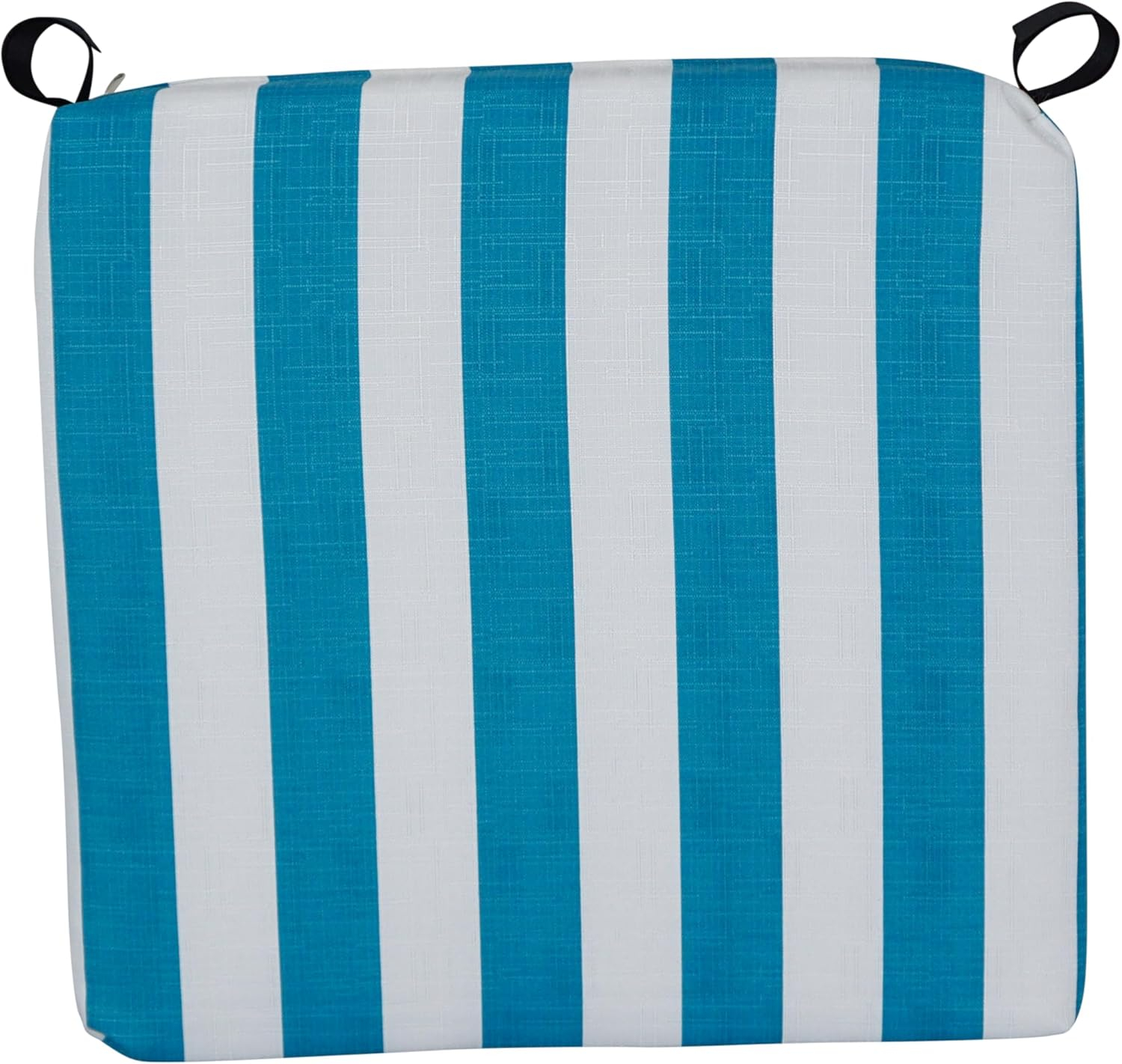 Blazing Needles  20 x 19 in. Patterned Outdoor Chair Cushions, Classic Stripe Turquoise - Set of 2