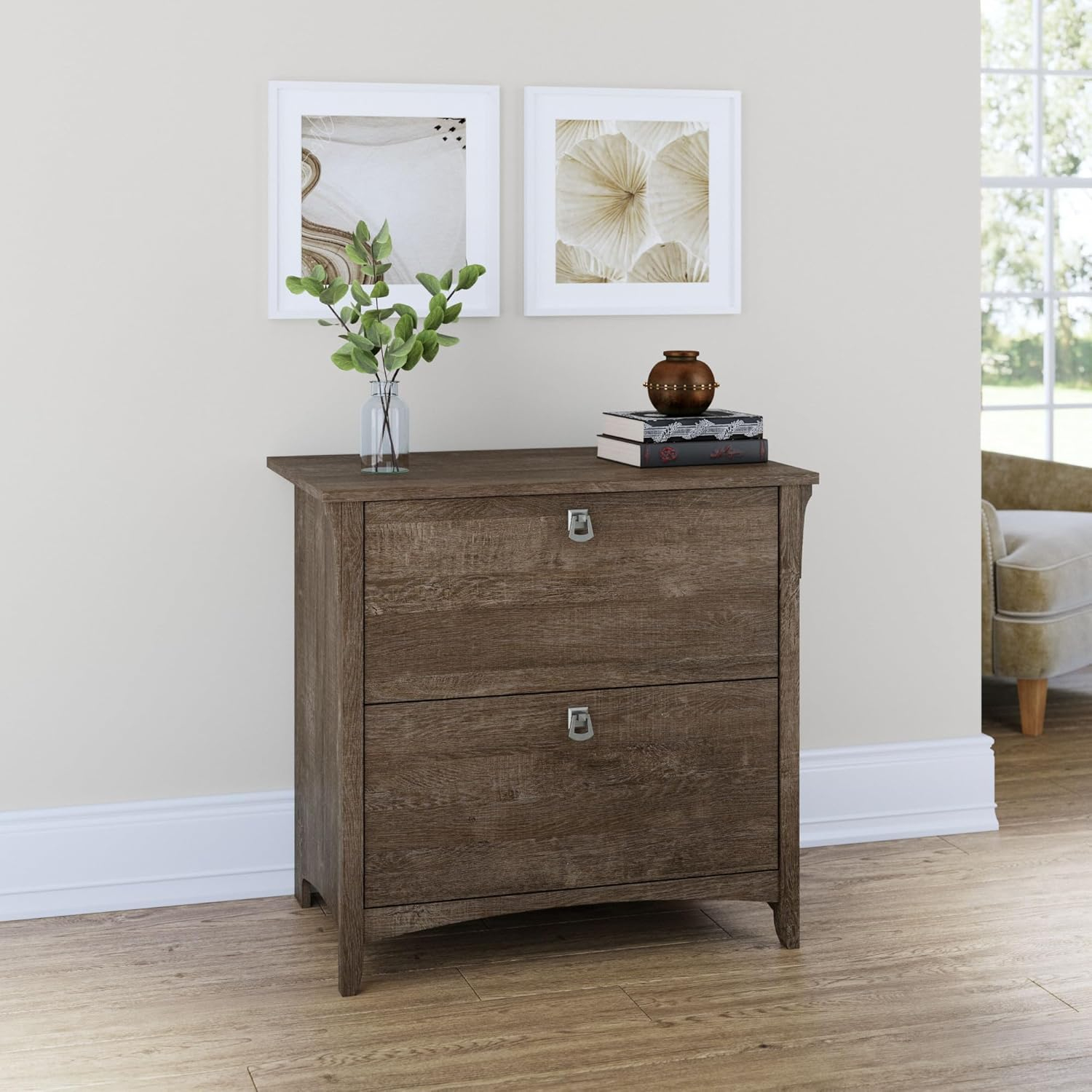 Bush Furniture Salinas Lateral File Cabinet, 2 Drawer, Ash Brown