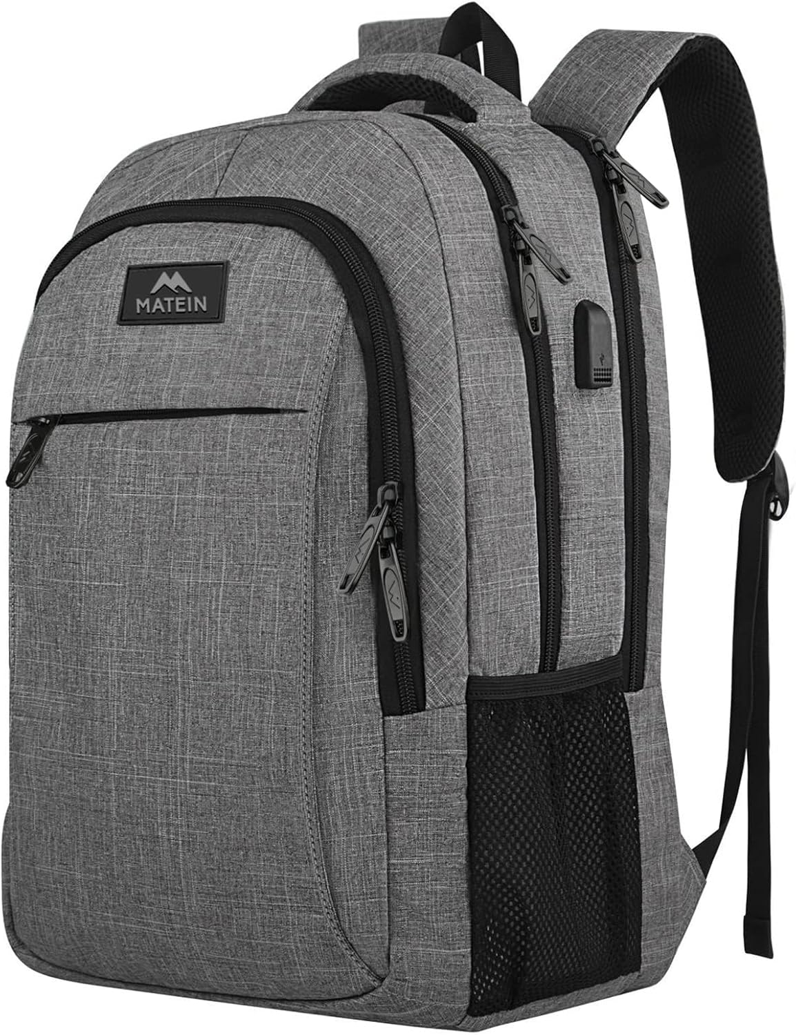 Gray Anti-Theft Water Resistant Laptop Backpack with USB Port