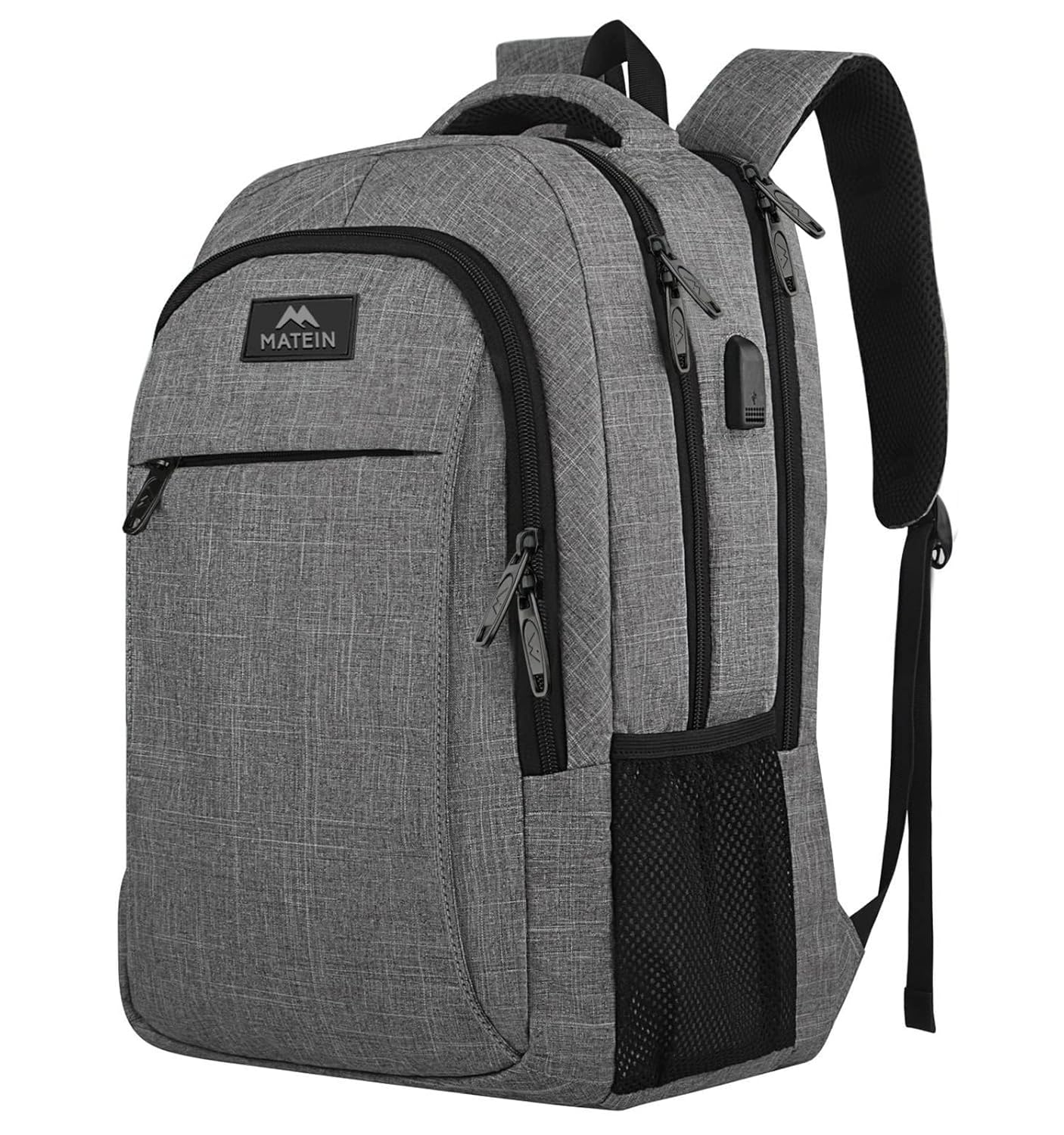 Gray Anti-Theft Water Resistant Laptop Backpack with USB Port