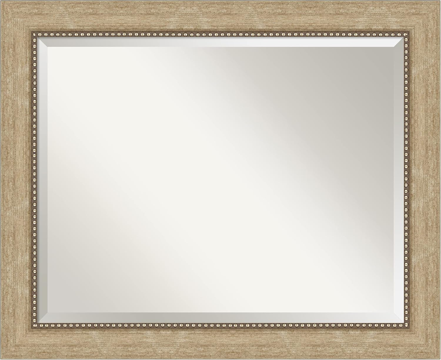 Amanti Art Beveled Bathroom Wall Mirror - Astor Frame Astor Champagne Outer Size: 33 x 27 in Gold
