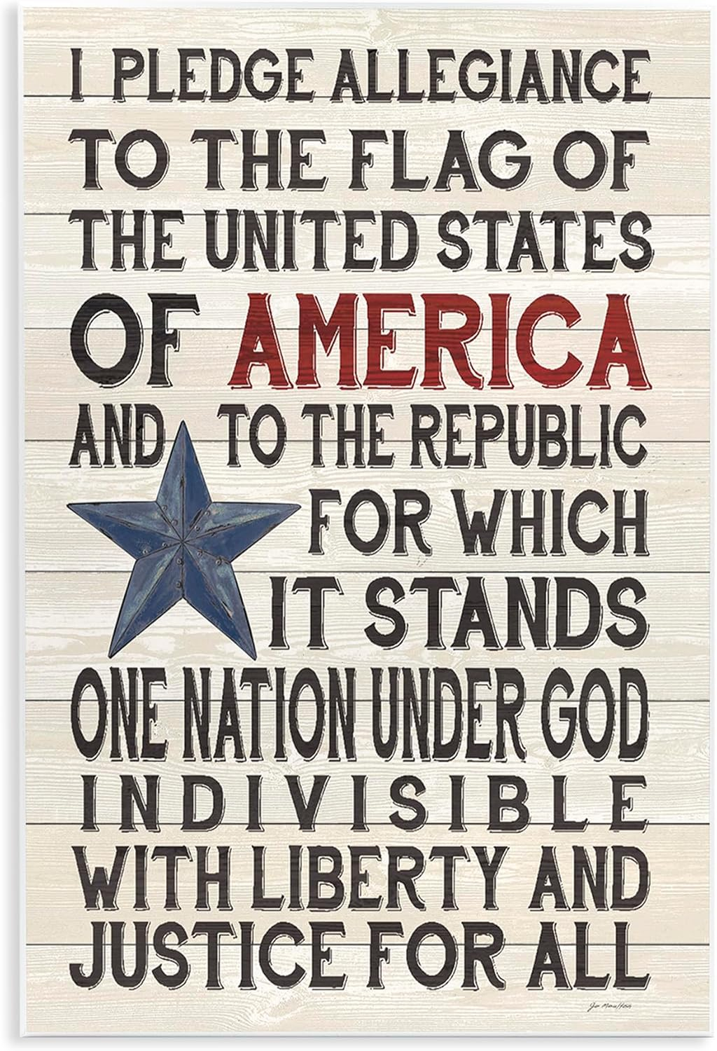 Rustic Americana Pledge of Allegiance Wood Wall Plaque, 10 x 15