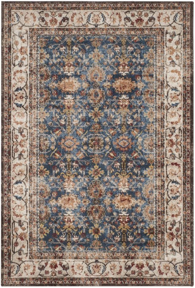 SAFAVIEH Bijar Collection 2'3" x 12' Royal / Ivory BIJ650B Traditional Oriental Distressed Non-Shedding Living Room Bedroom Runner Rug
