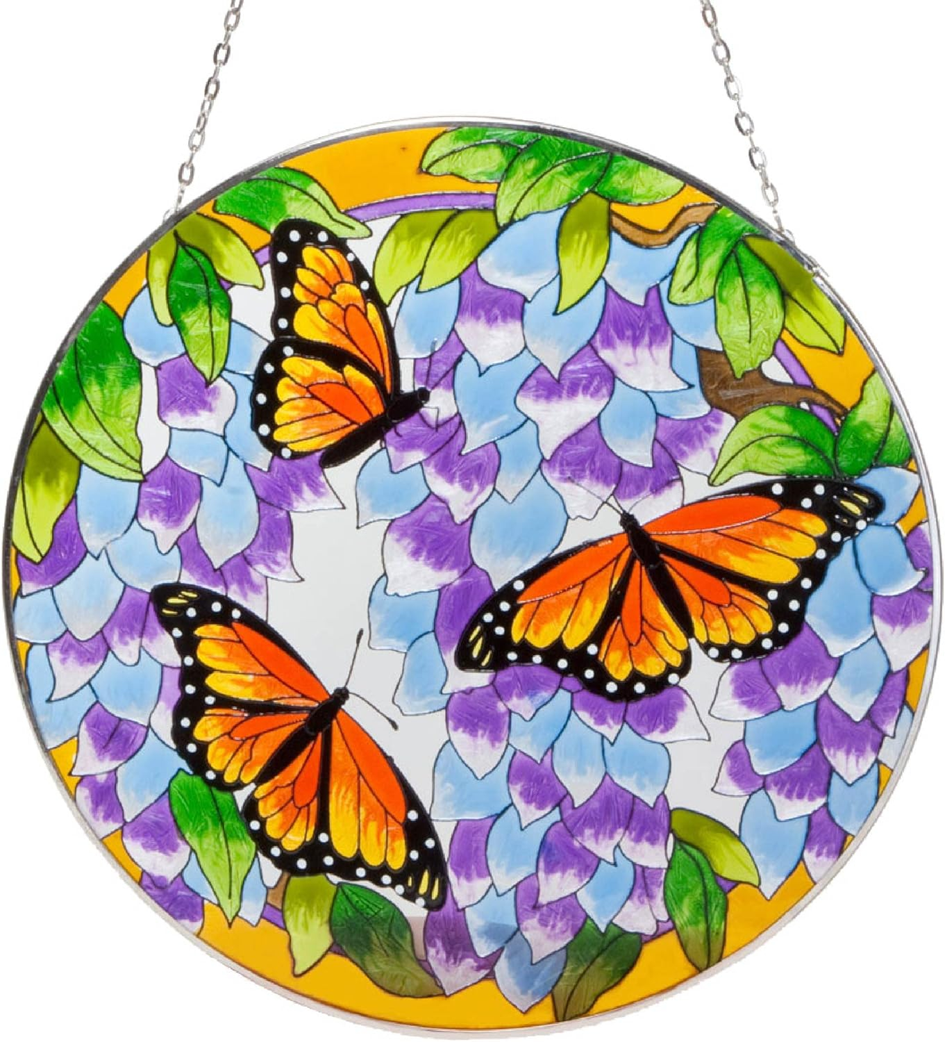 Bits and Pieces Home and Garden Décor Artistic Butterfly Suncatcher Hand Painted Monarch Butterfly