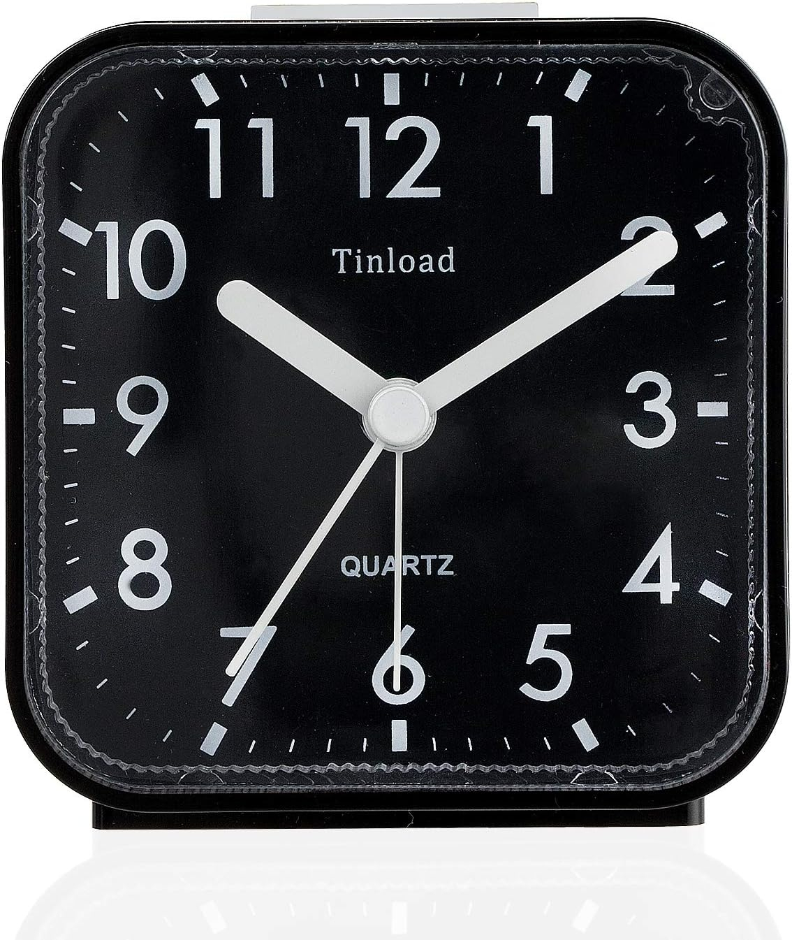 Small Battery Operated Analog Alarm Clock Silent Non Ticking, Ascending Beep Sounds, Snooze,Light Functions, Easy Set(Black)