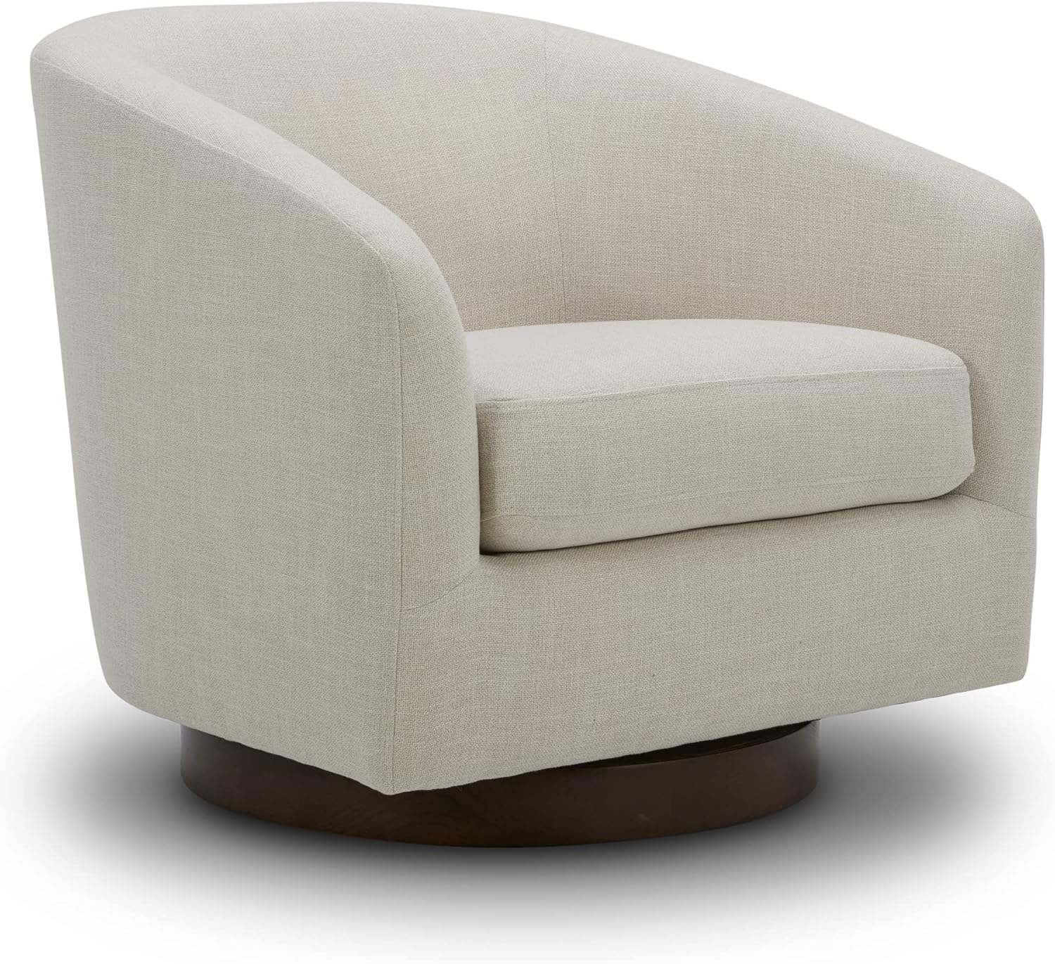 CHITA Swivel Accent Chair Fabric, Round Barrel Arm Chair Living Room, Flax Beige