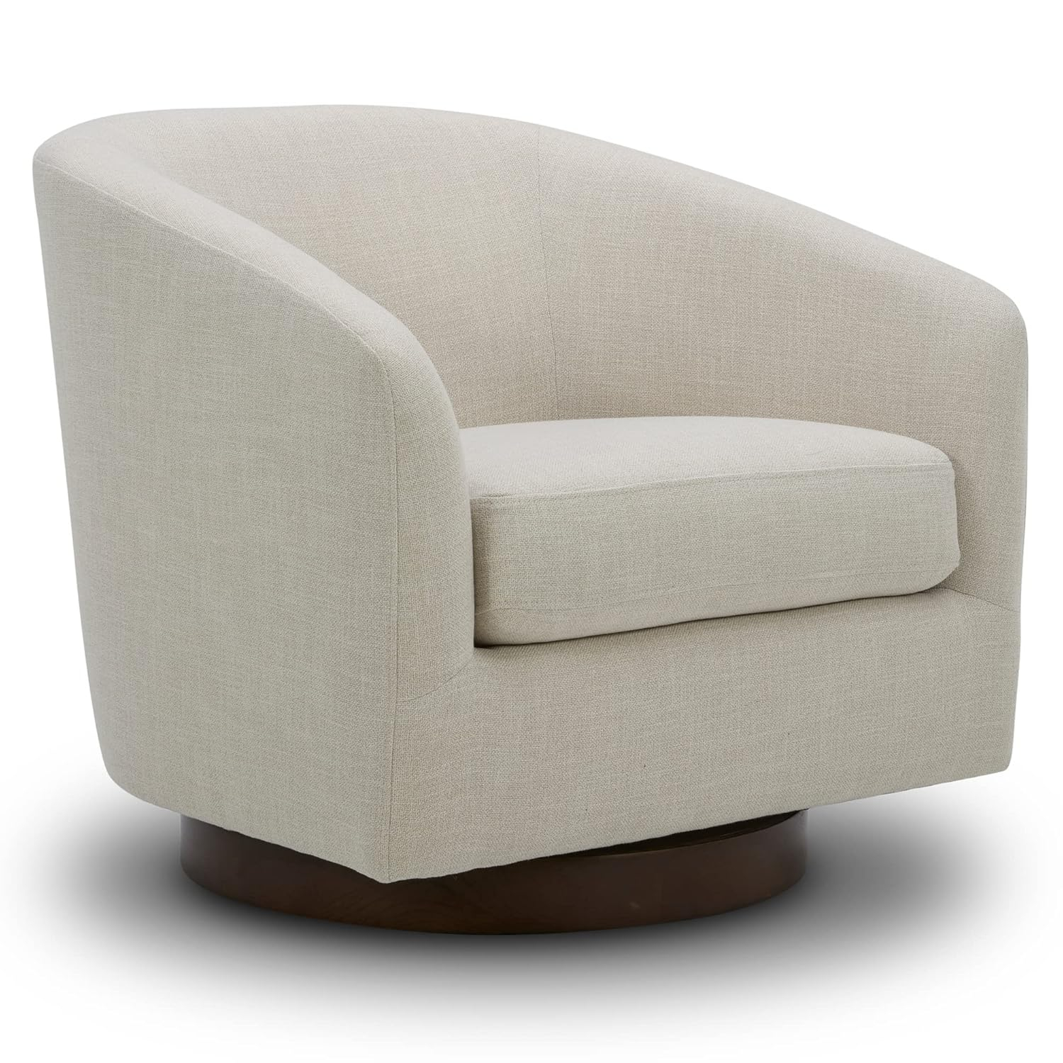 CHITA Swivel Accent Chair Fabric, Round Barrel Arm Chair Living Room, Flax Beige