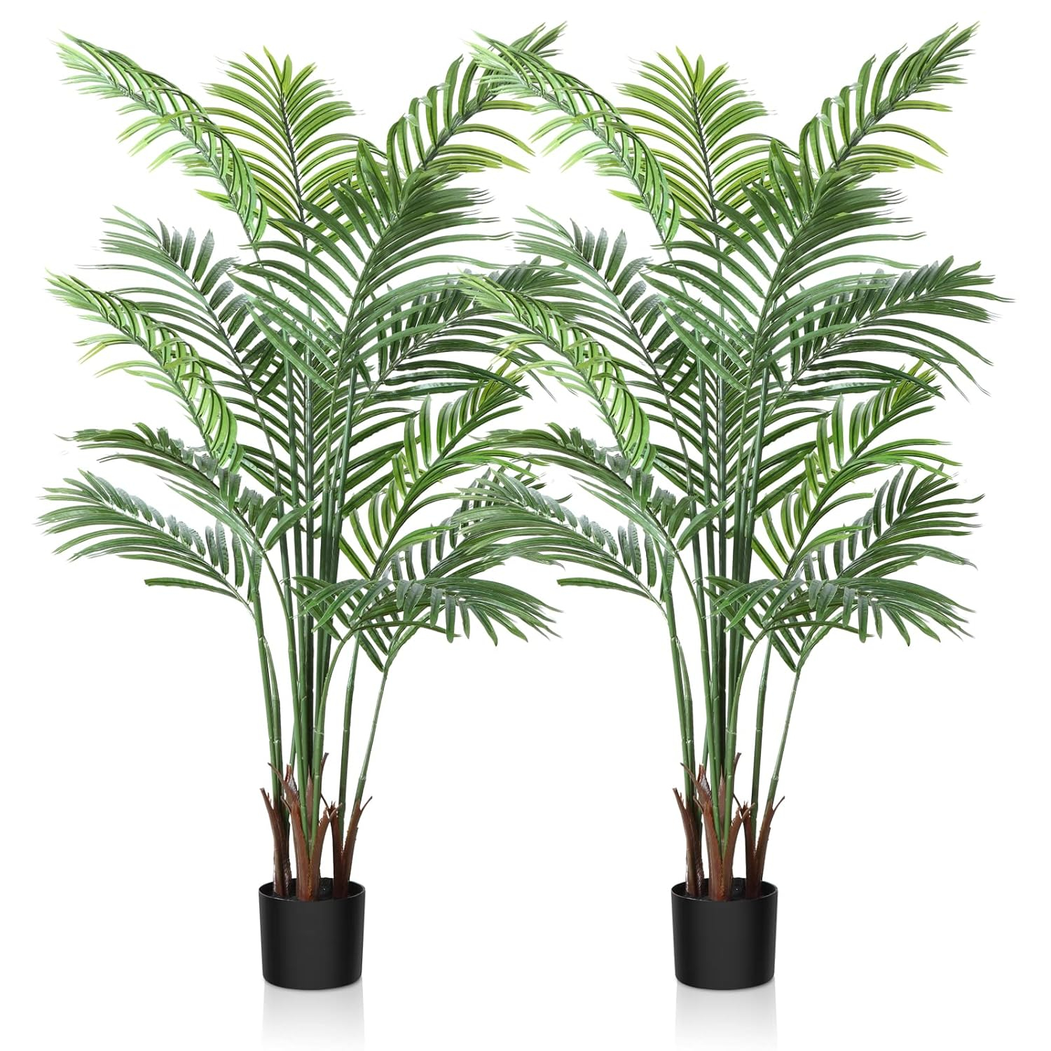 Artificial Areca Palm Plant 5Ft Fake Tropical Palm Tree, Perfect Faux Dypsis Lutescens Plants in Pot for Indoor Outdoor House Home Office Garden Modern Decoration Housewarming Gift,1Pcs