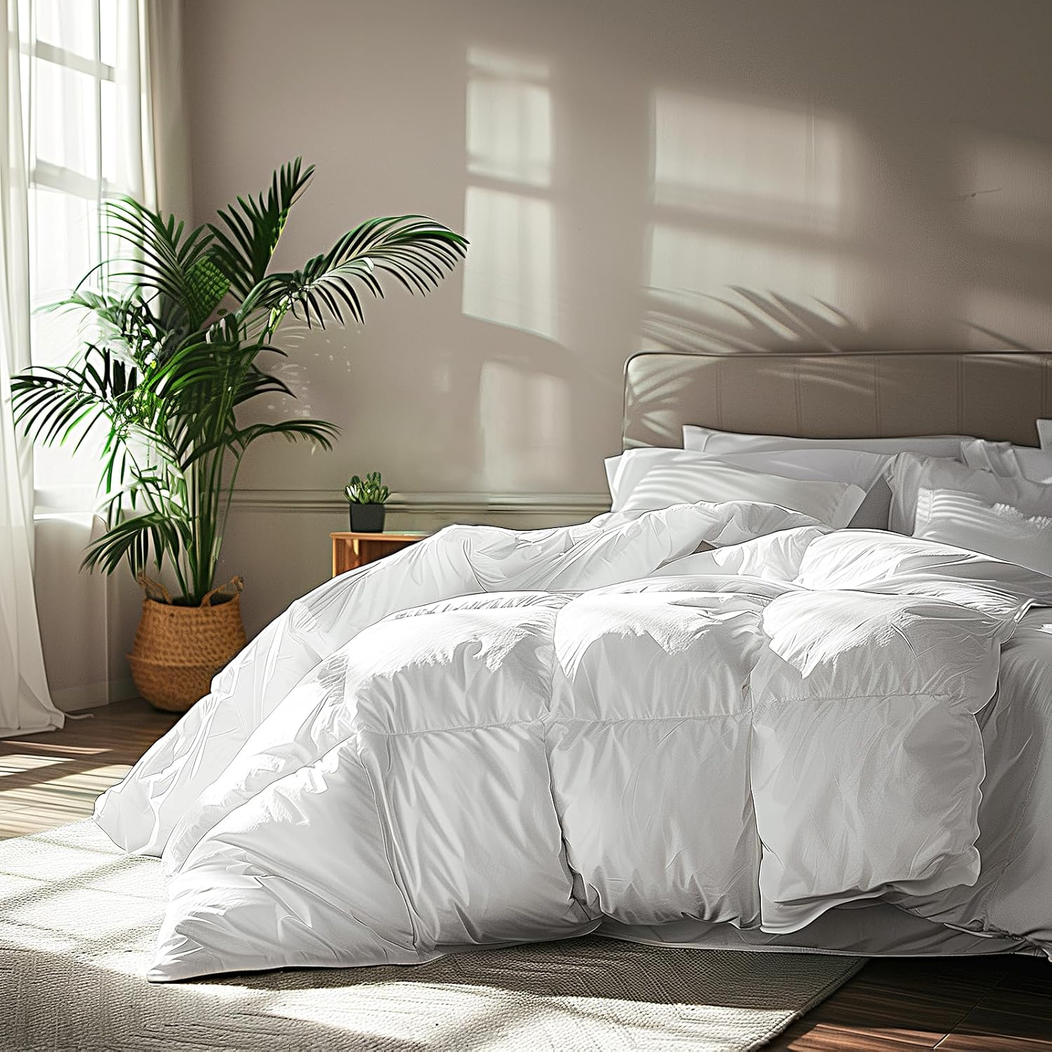 Serta Super Soft 233 Thread Count White Goose Feather And Down Fiber Comforter By Serta All Season Full / Queen