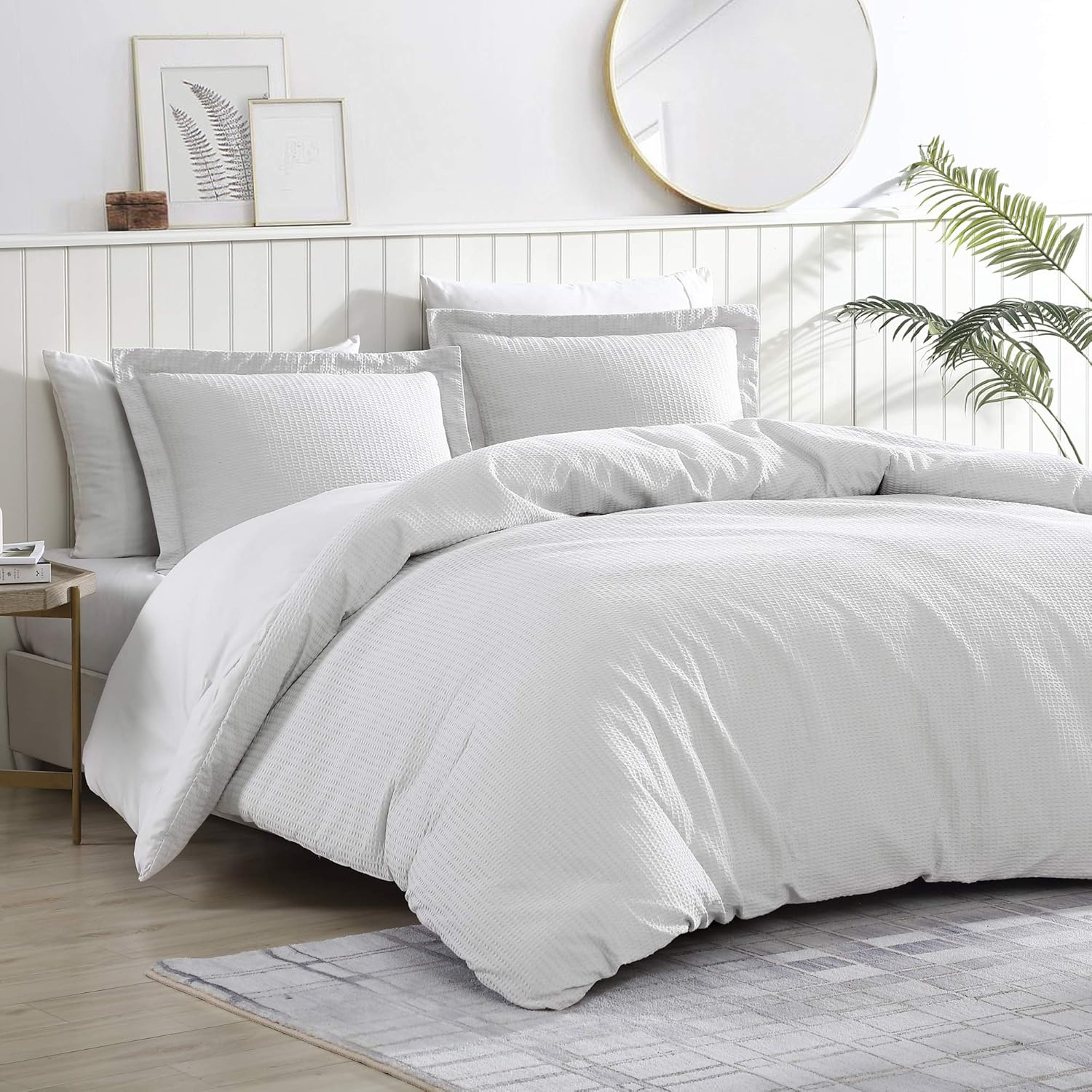 Brielle Home Pierce Waffle 100% Cotton 3 Piece Comforter Set