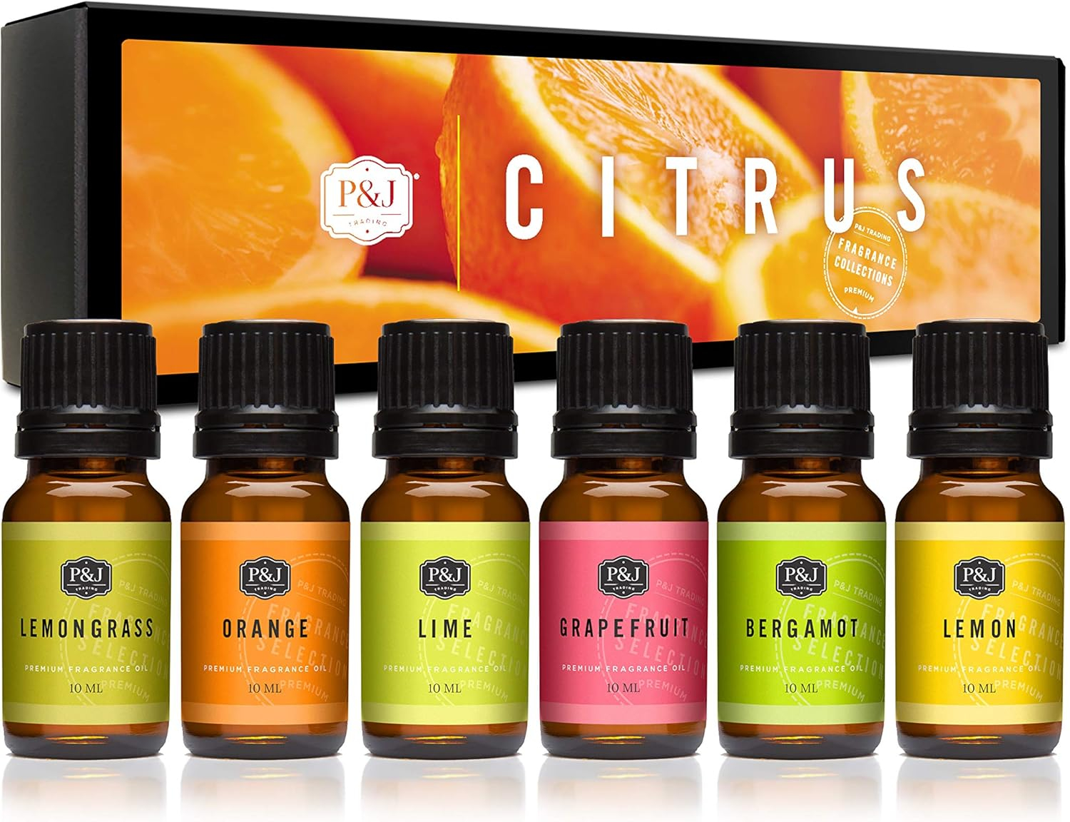 P&J Fragrance Oil | Citrus Set of 6 - Scented Oil for Soap Making, Diffusers, Candle Making, Lotions, Haircare, Slime, and Home Fragrance