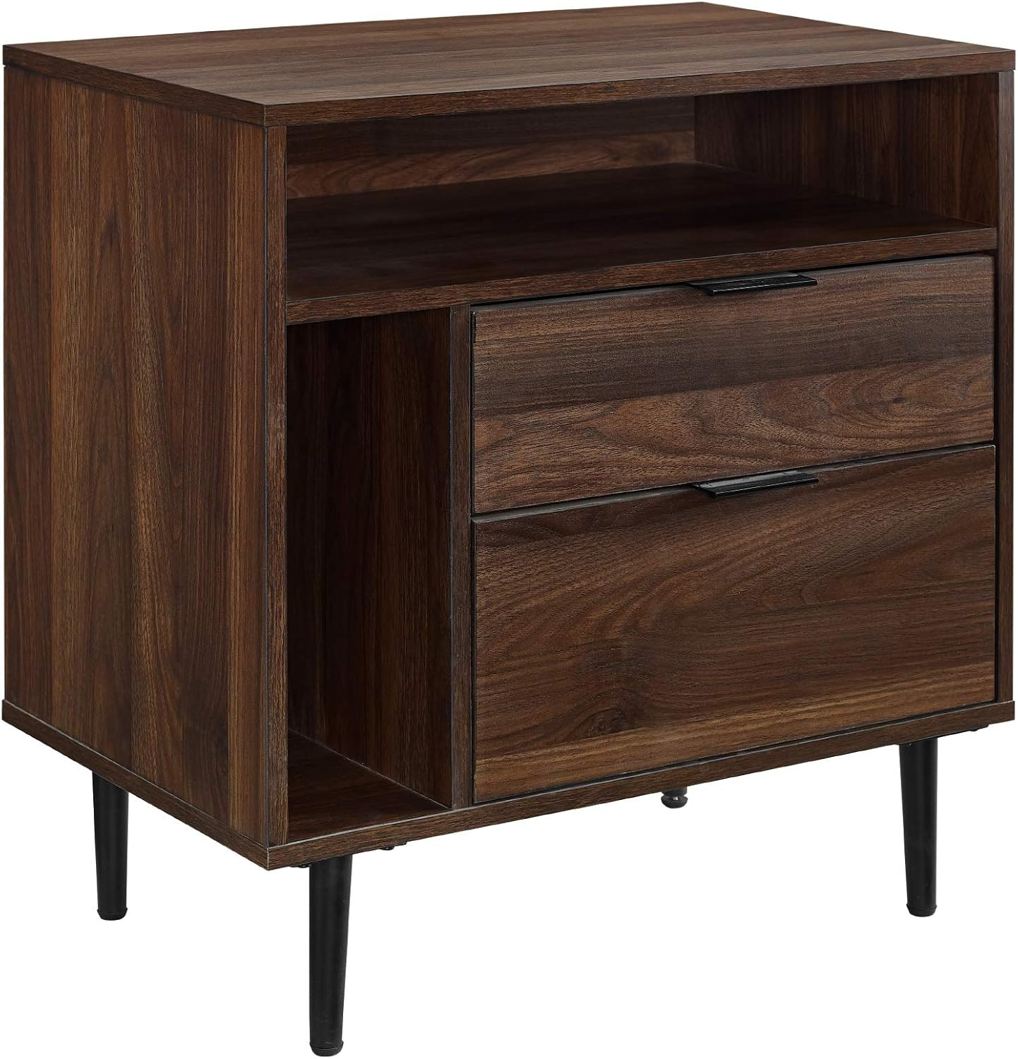 Slate Grey 25" Modern Wood Nightstand with 2 Drawers