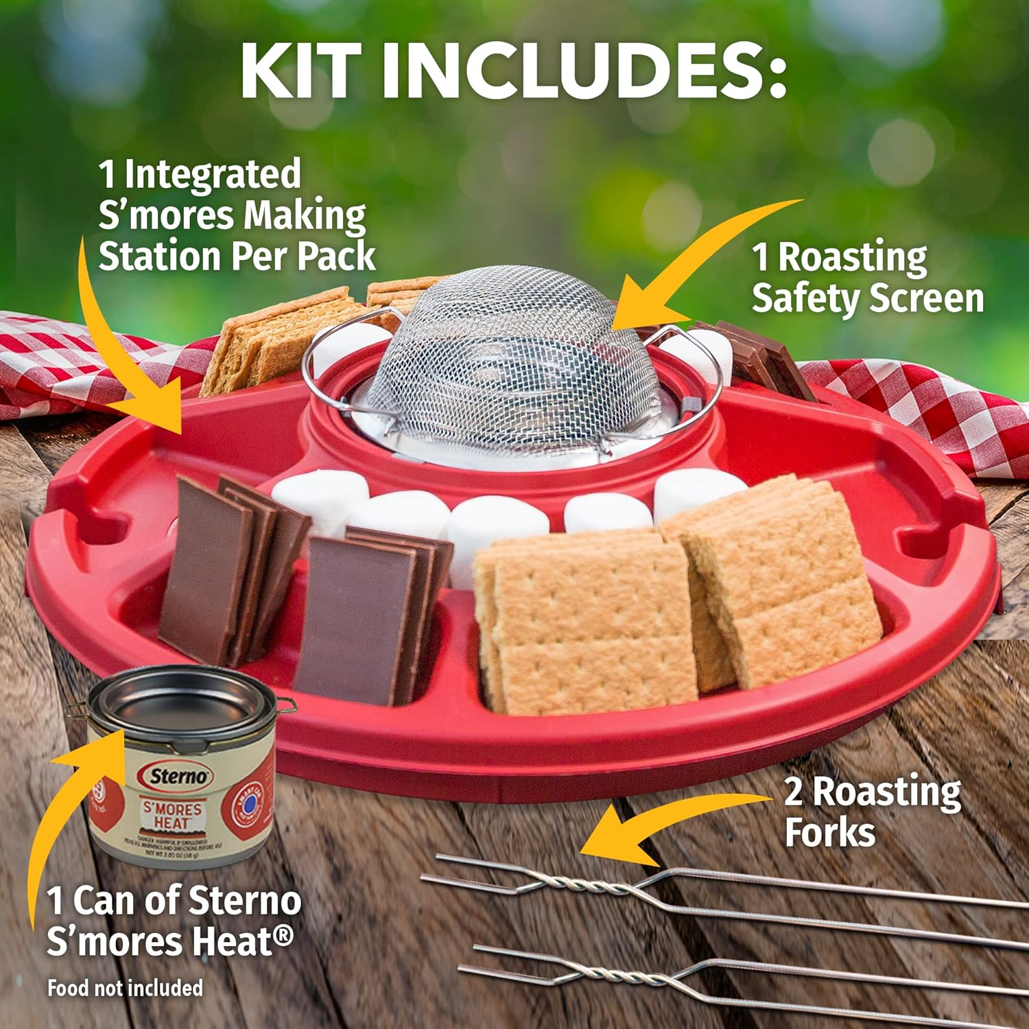 Sterno S'mores Maker Kit Smores Station - Tabletop Smores Maker for Indoor & Outdoor Use, Smores Kit with S'mores Heat Fuel - Tabletop Smores Kit for Kids & Adults - 5-Piece Smores Making Kit